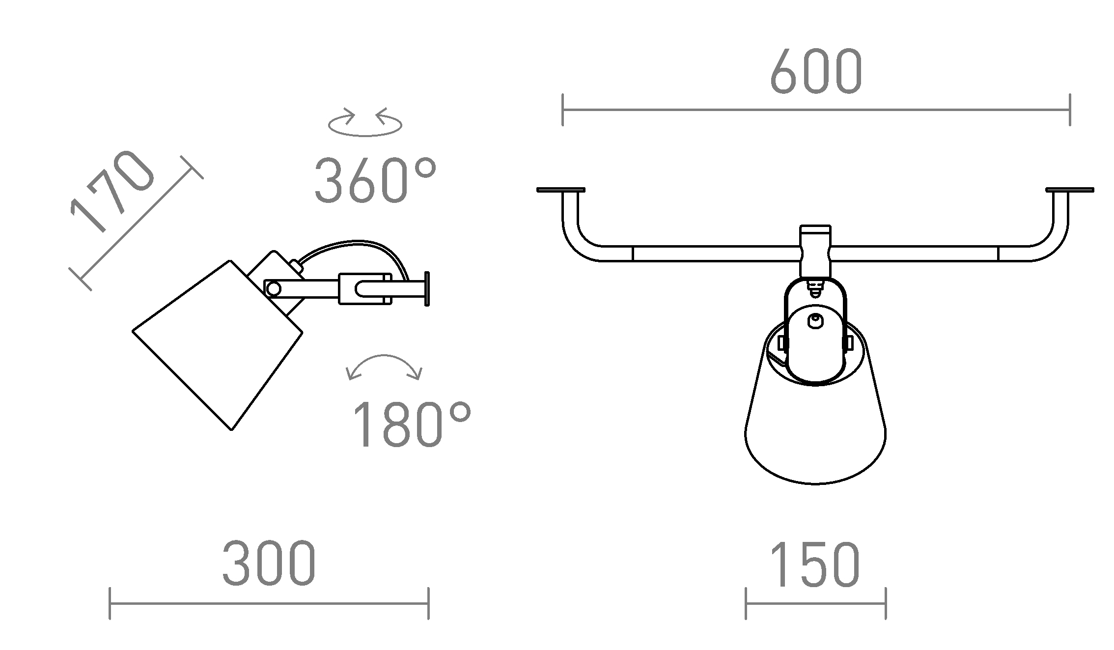 Termék vázlat – LEDRA CHOUPETTE fali lámpa, csúsztatható feketésszürke textil/fa 230V LED E27 11W