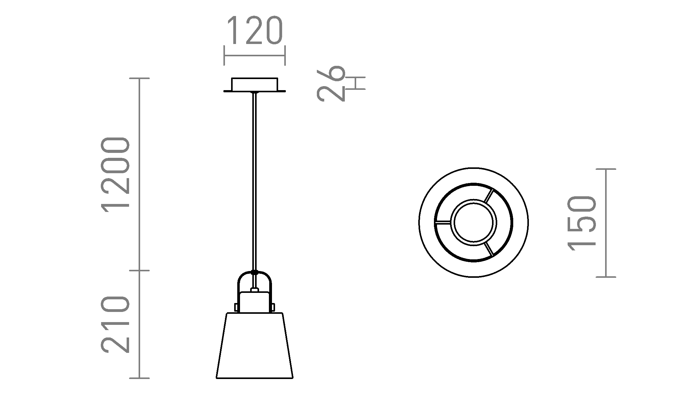 Termék vázlat – LEDRA CHOUPETTE függőlámpa feketésszürke textil/fa 230V LED E27 11W