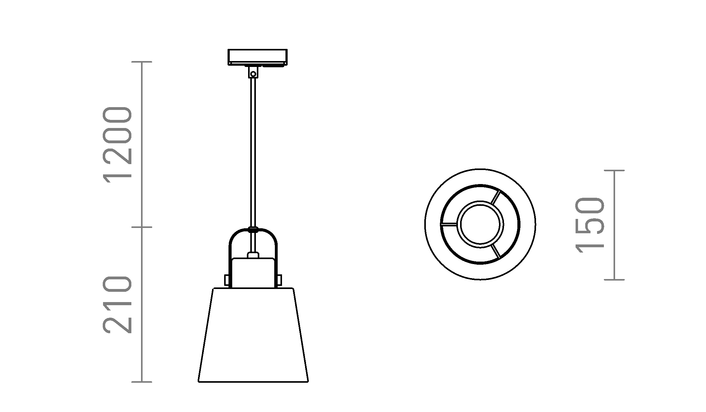 Termék vázlat – LEDRA CHOUPETTE egyáramkörös sínre feketésszürke textil/fa 230V LED E27 11W