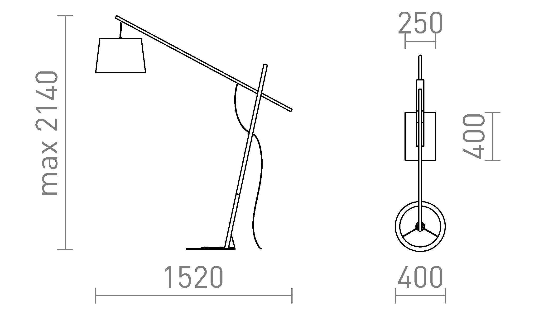 Termék vázlat – LEDRA DANTE állólámpa fekete fa 230V LED E27 15W