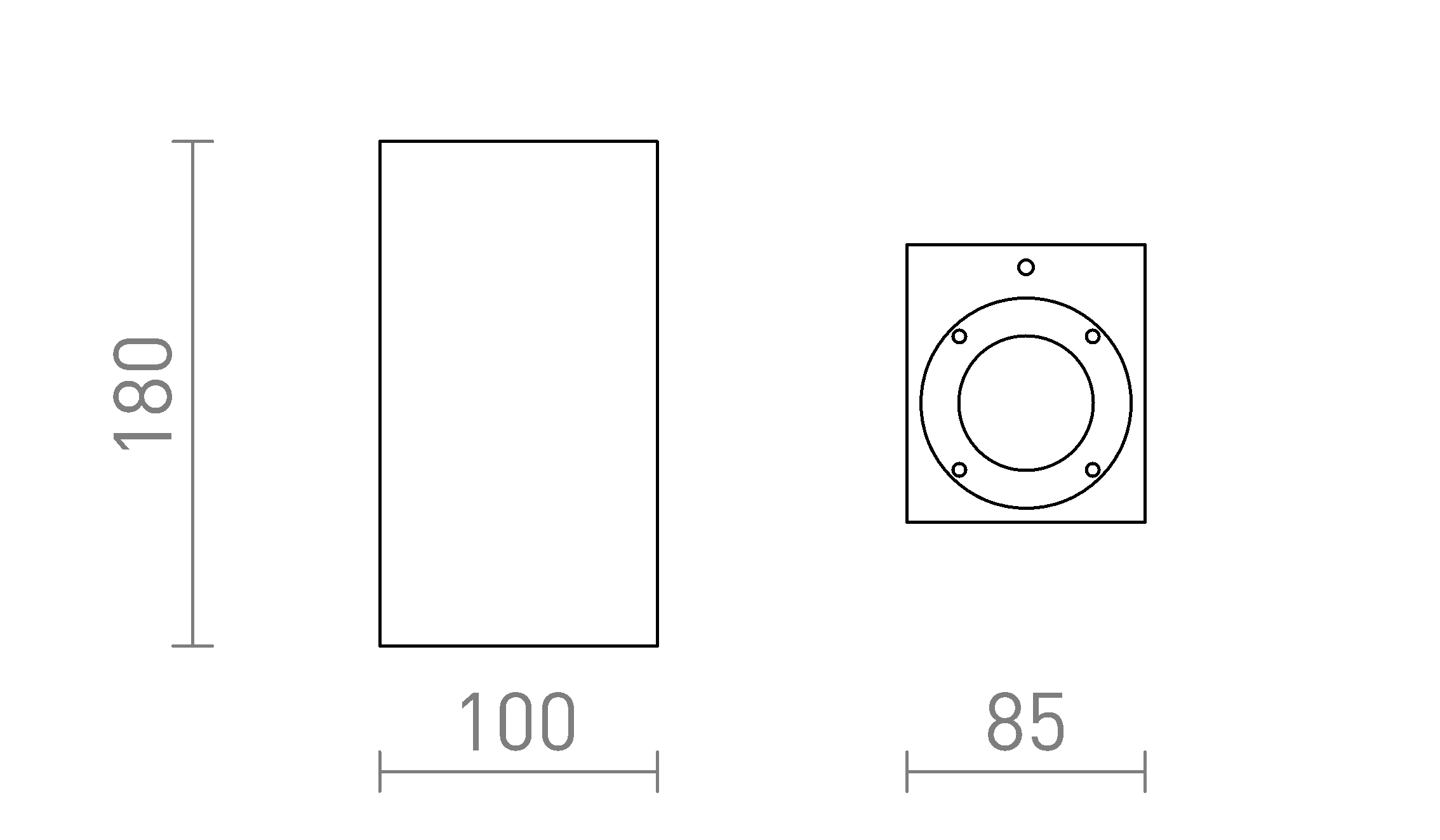 Termék vázlat – LEDRA KANE II fali lámpa beton/dekor sötét gránit 230V LED GU10 2x5W IP65