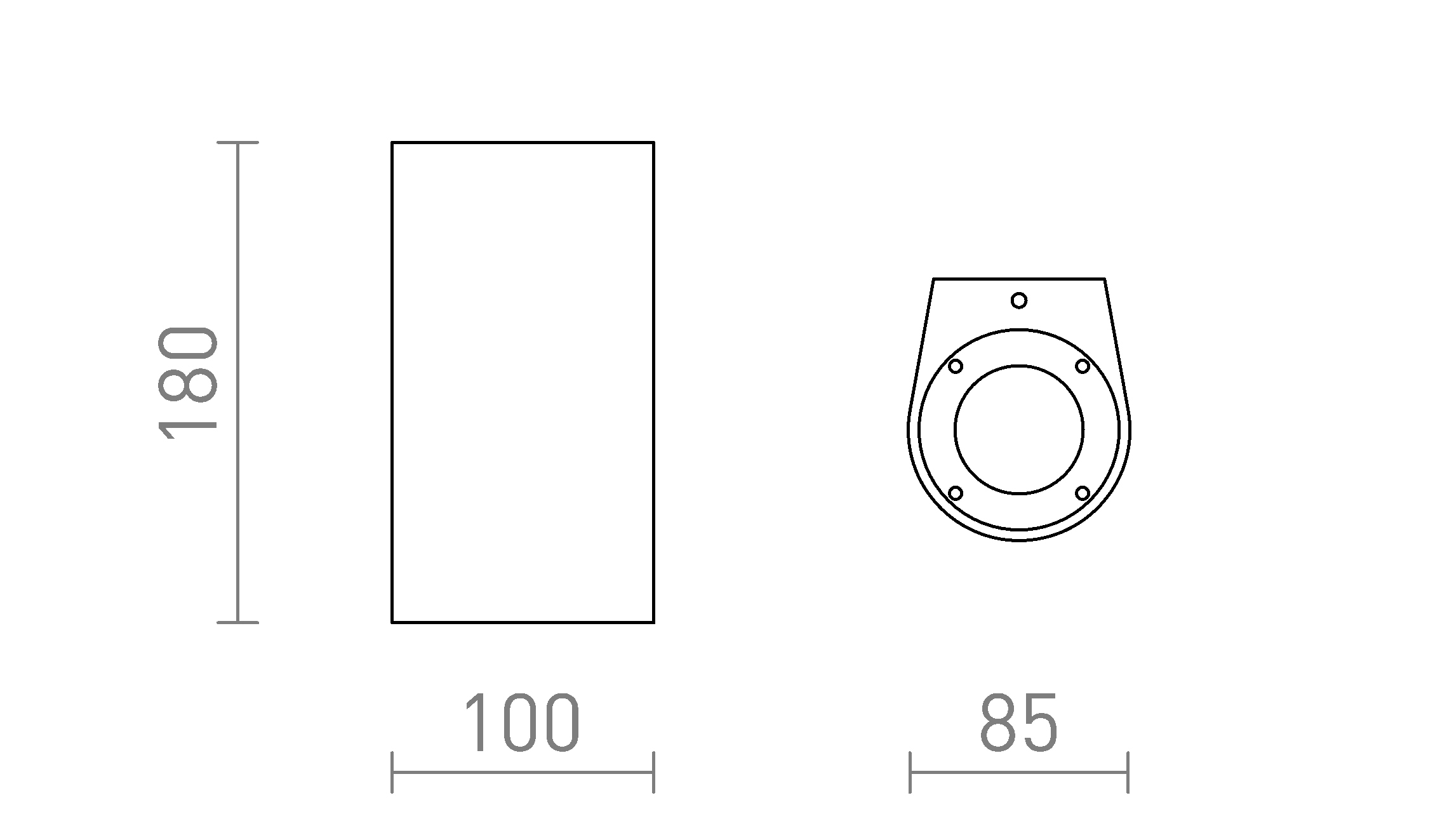 Termék vázlat – LEDRA GRANITA II fali lámpa beton/dekor világos gránit 230V LED GU10 2x5W IP65
