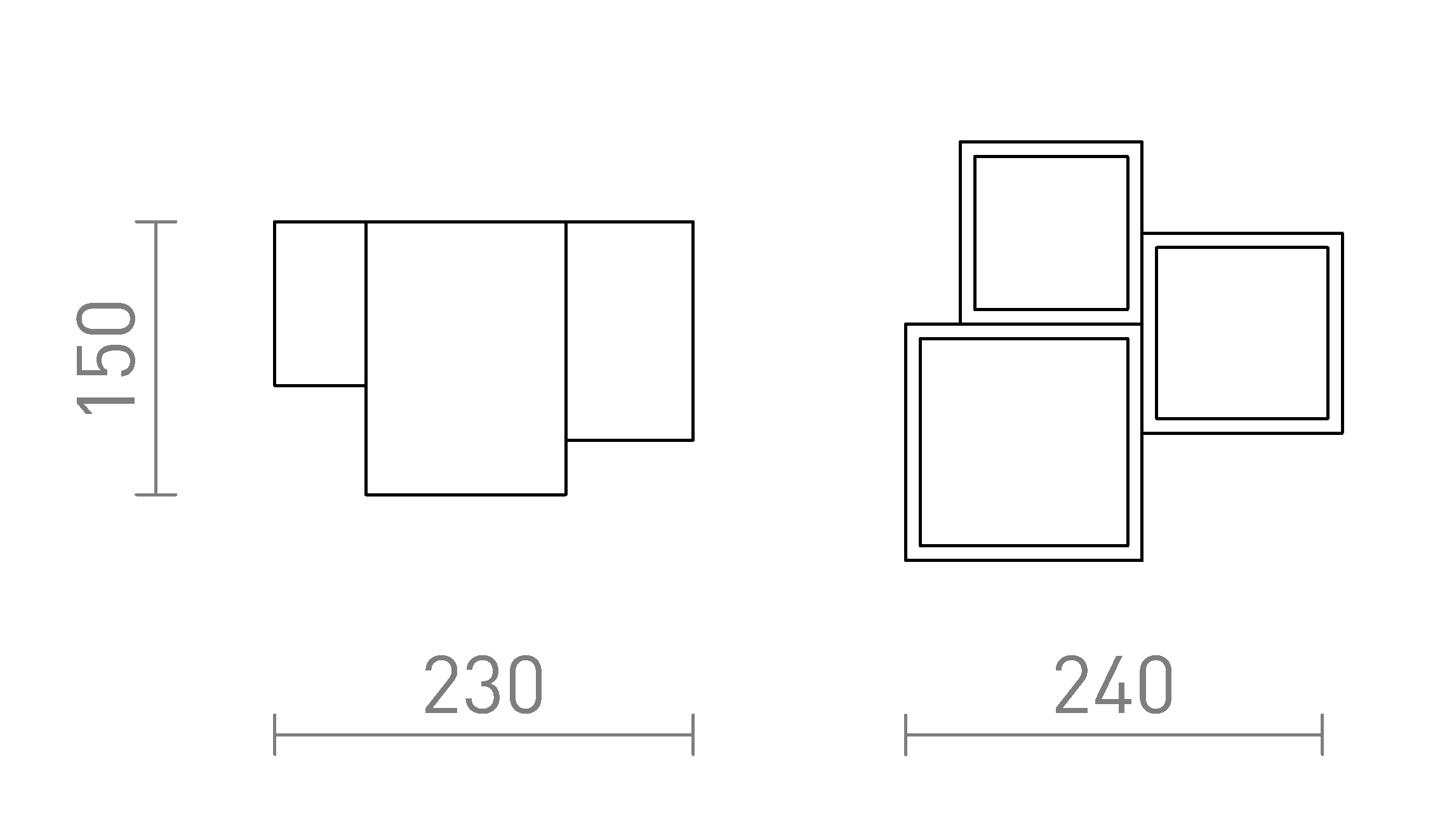 Termék vázlat – LEDRA JACK III mennyezeti lámpa gipsz 230V LED GU10 3x5W
