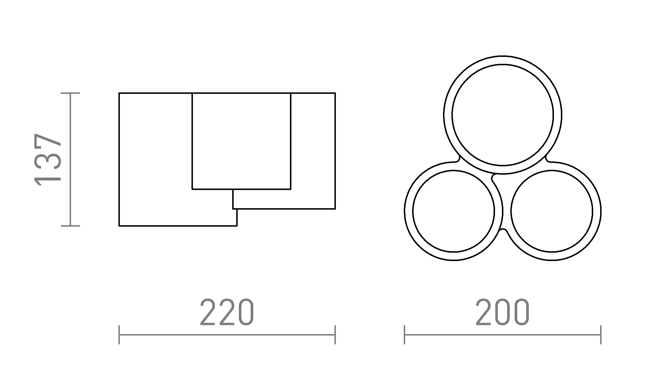 Termék vázlat – LEDRA GINA III mennyezeti lámpa gipsz 230V LED GU10 3x5W