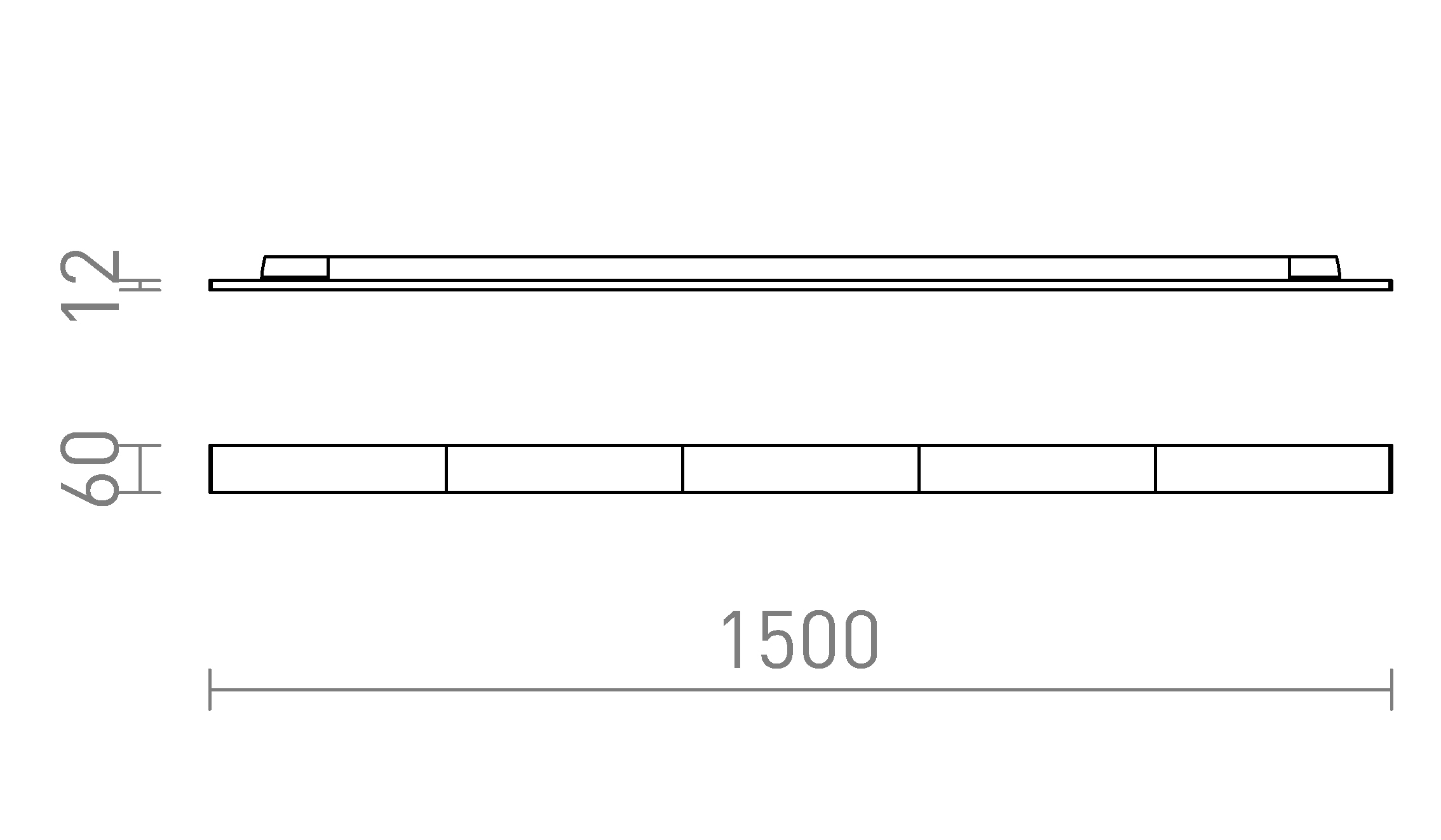 Termék vázlat – LEDRA FLATLINE 150 háromáramkörös sínre fehér 230V LED 50W 90° 3000K