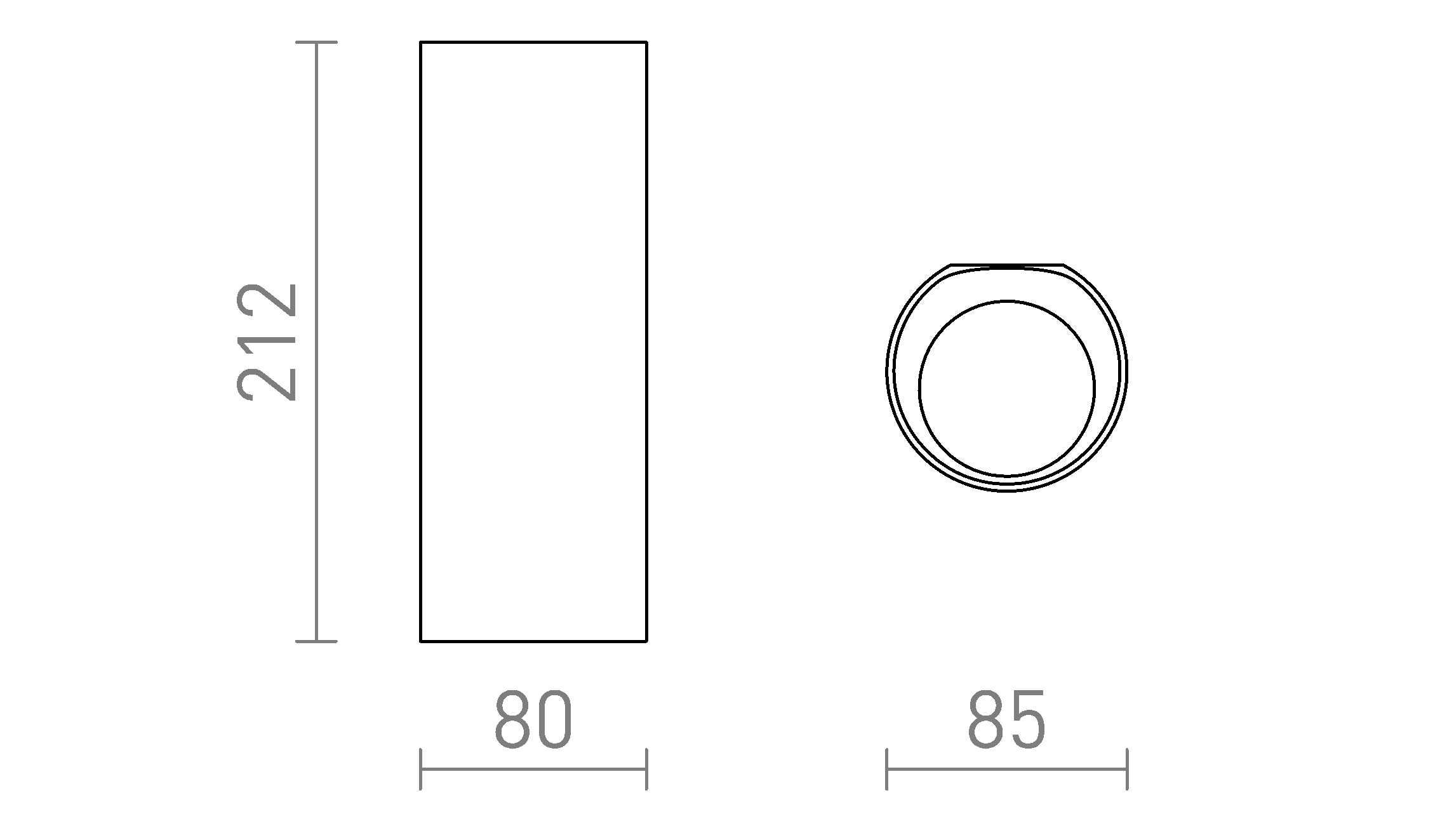 Termék vázlat – LEDRA BEJA II fali lámpa antracit 230V LED 2x9W 24° IP65 3000K