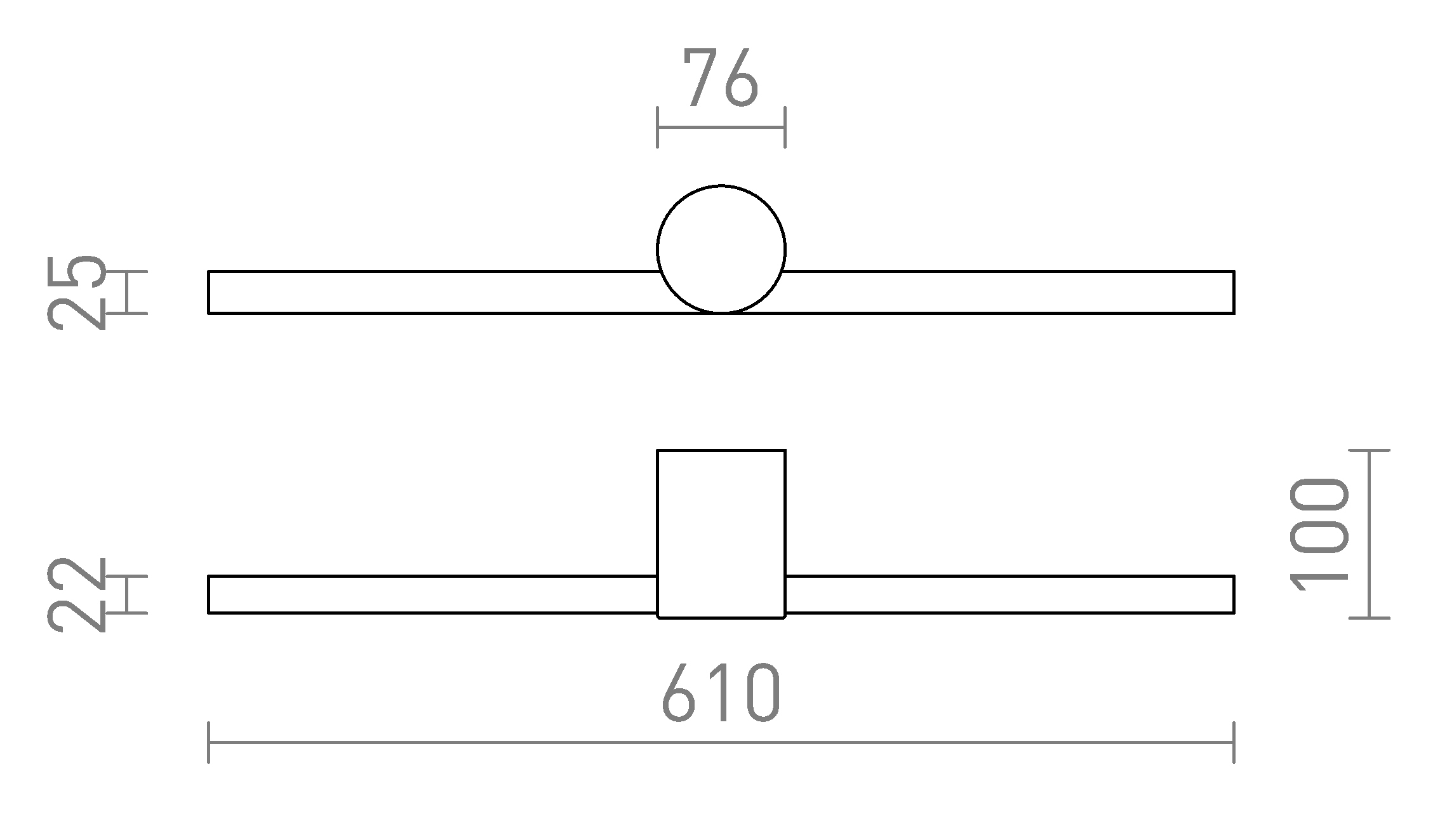 Termék vázlat – LEDRA LUISA 60 fali lámpa fehér 230V LED 12W IP54 3000K