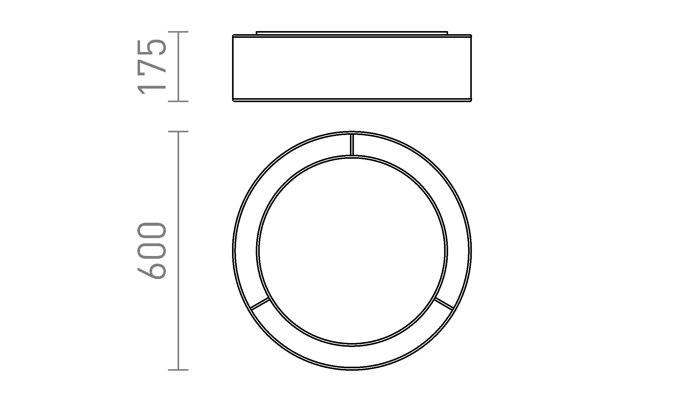Termék vázlat – LEDRA OTIS 60 mennyezeti lámpa átlátszó fekete/fehér 230V LED E27 4x15W