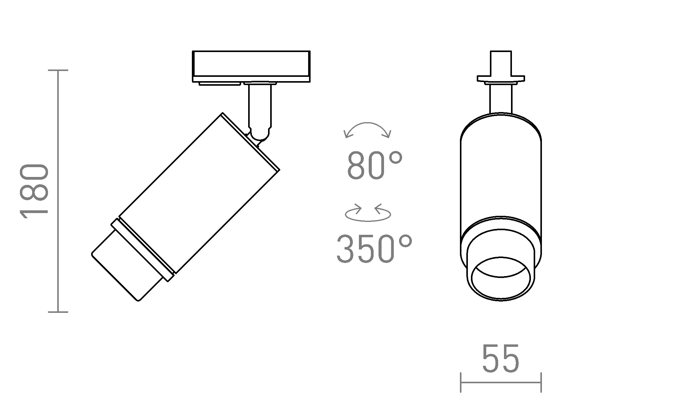 Termék vázlat – LEDRA OPTIMUS egyáramkörös sínre fehér 230V LED GU10 9W 10 50°