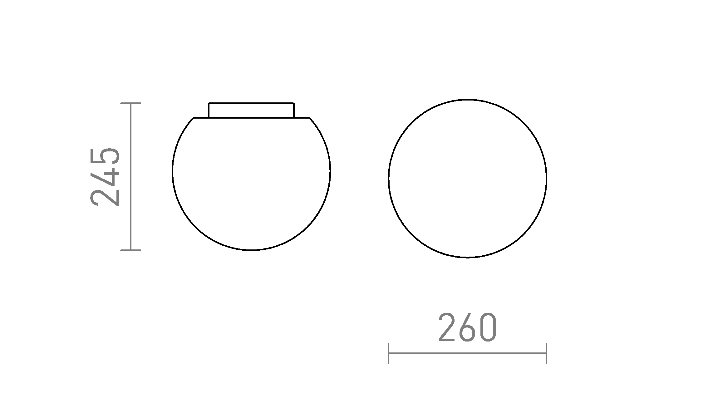 Termék vázlat – LEDRA BOLLY 26 mennyezeti lámpa opálüveg/króm 230V LED E27 15W IP44