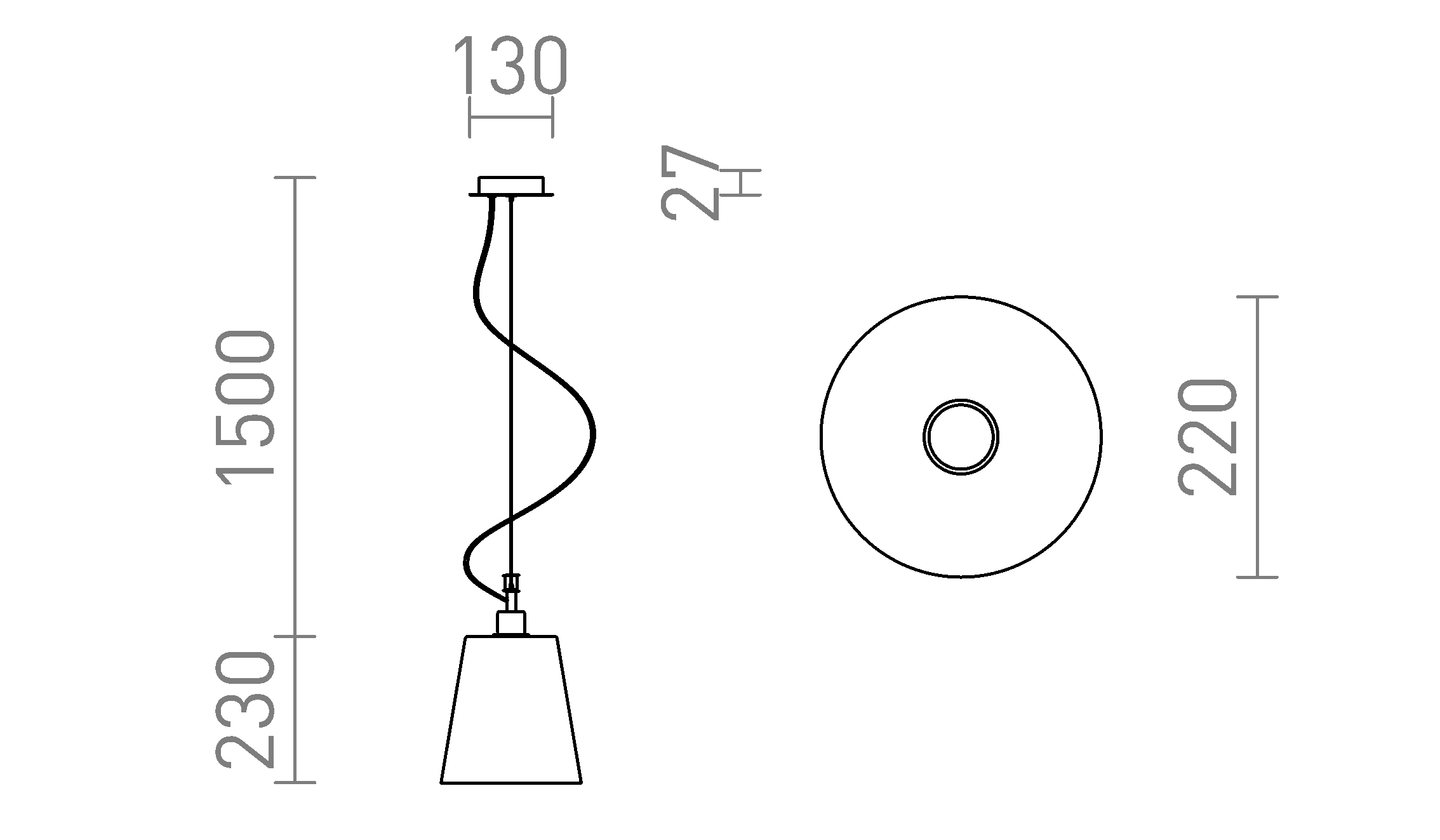 Termék vázlat – LEDRA BABU NEW 22 függőlámpa átlátszó üveg/króm 230V LED E27 15W