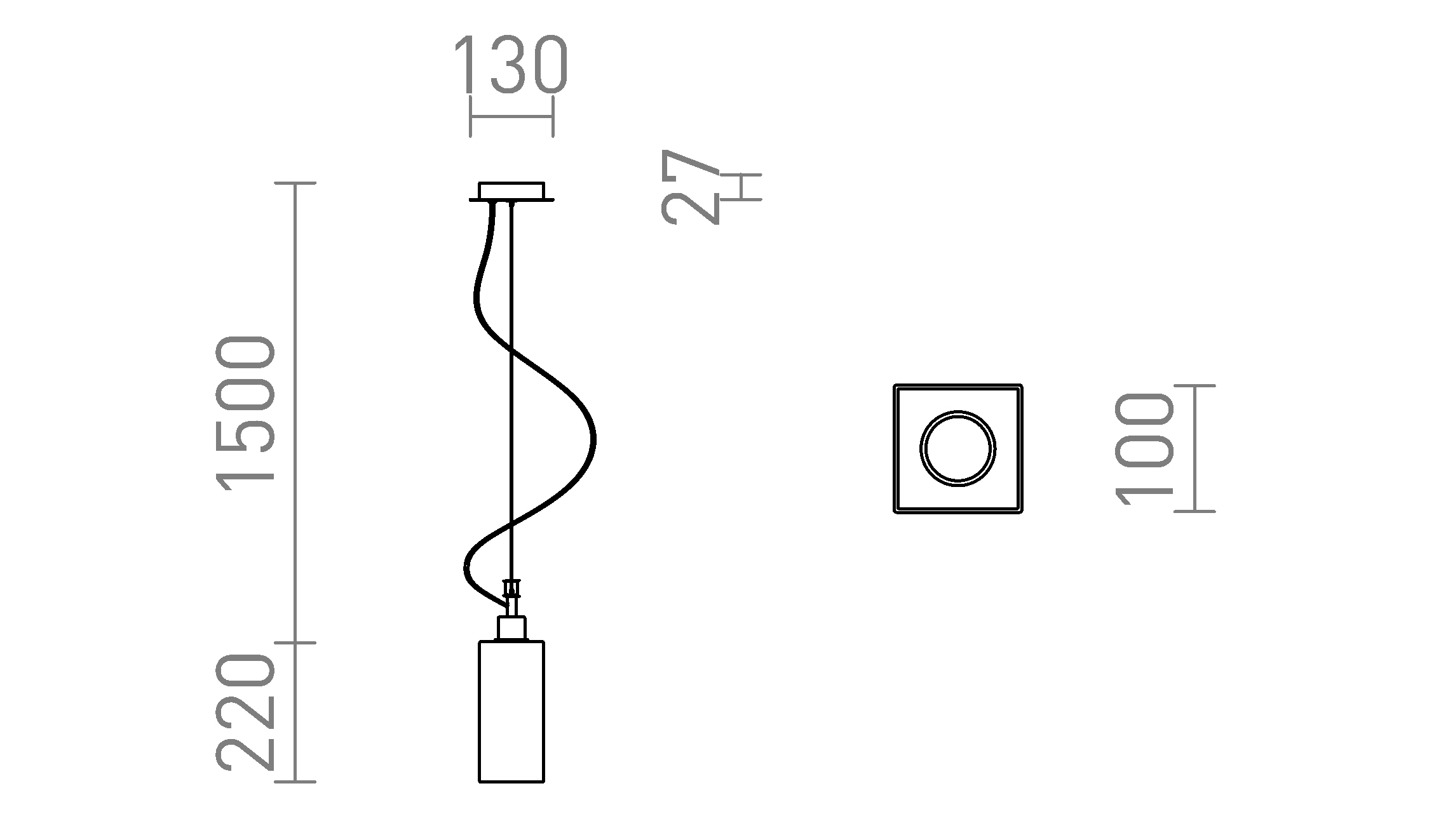 Termék vázlat – LEDRA LIZ NEW függőlámpa fekete króm 230V LED E27 15W