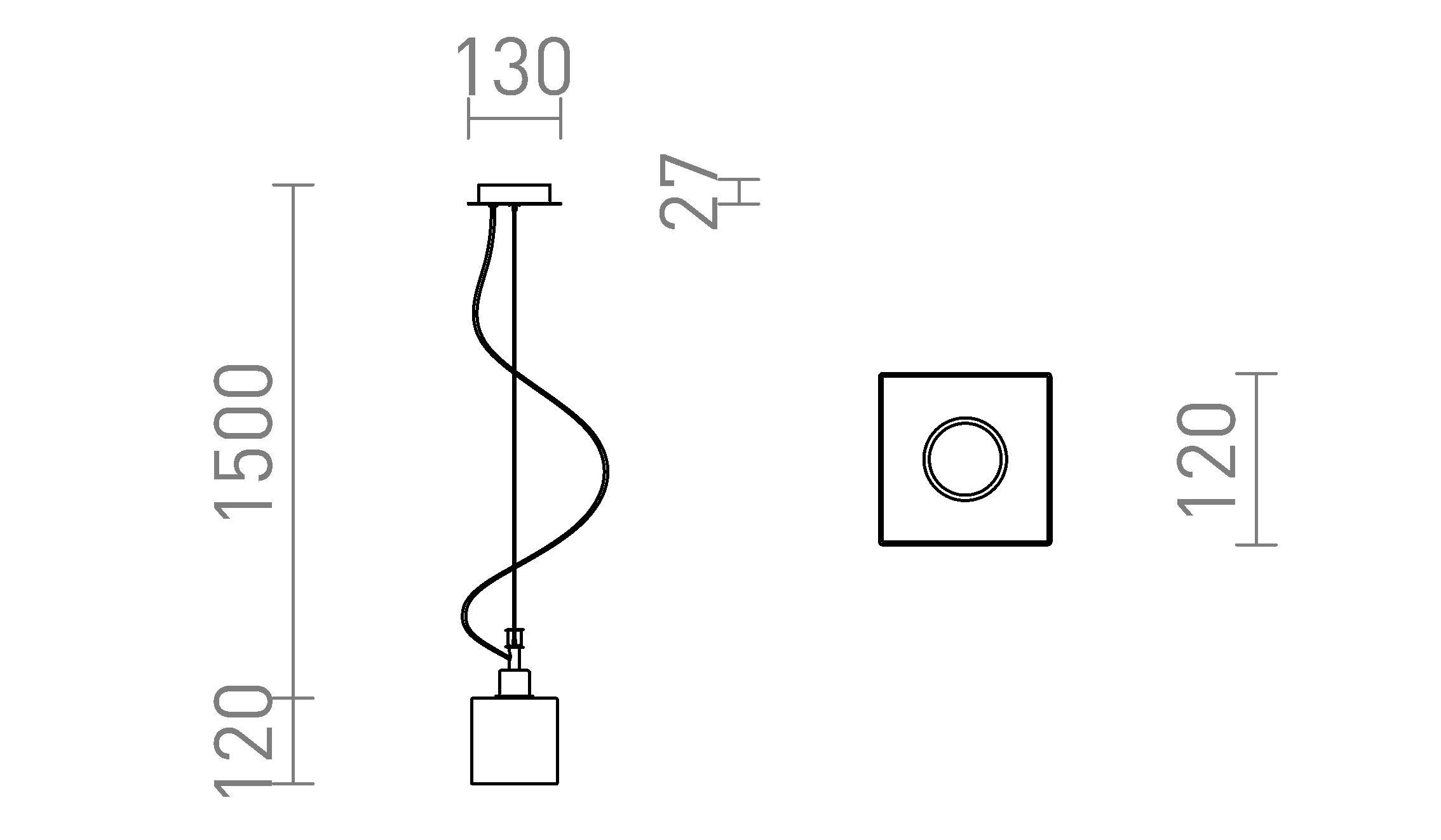 Termék vázlat – LEDRA DADOS NEW függőlámpa opálüveg/króm 230V LED E27 11W