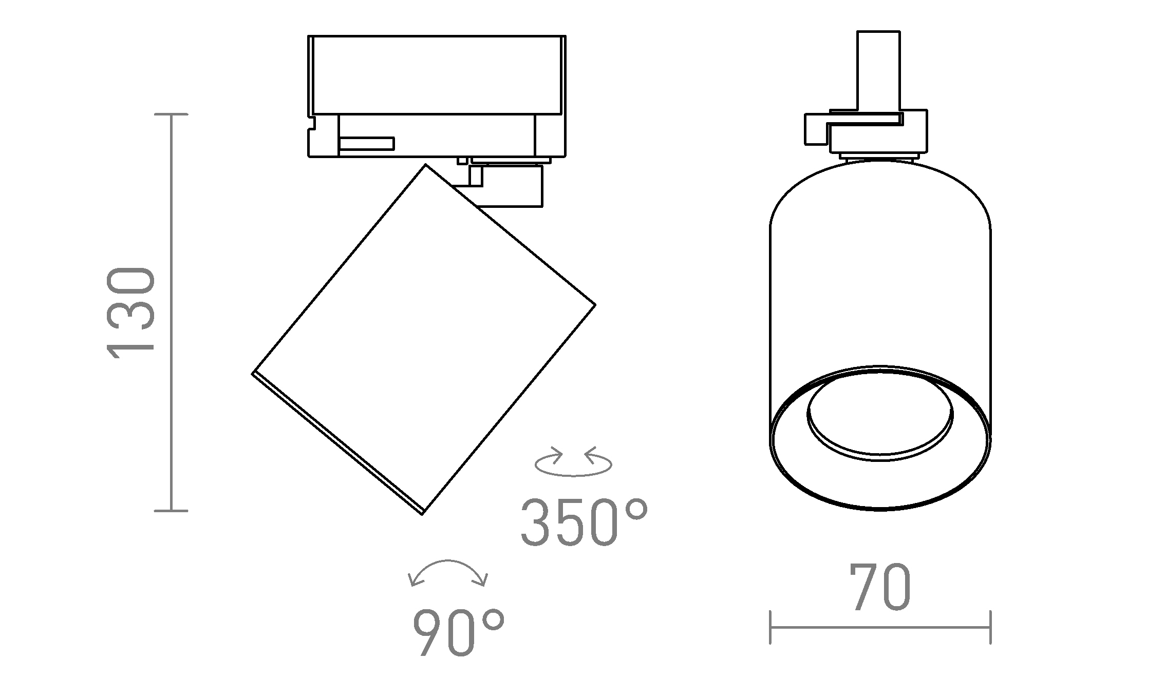 Termék vázlat – LEDRA DARIO háromáramkörös sínre fehér szálcsiszolt sárgaréz 230V LED GU10 9W