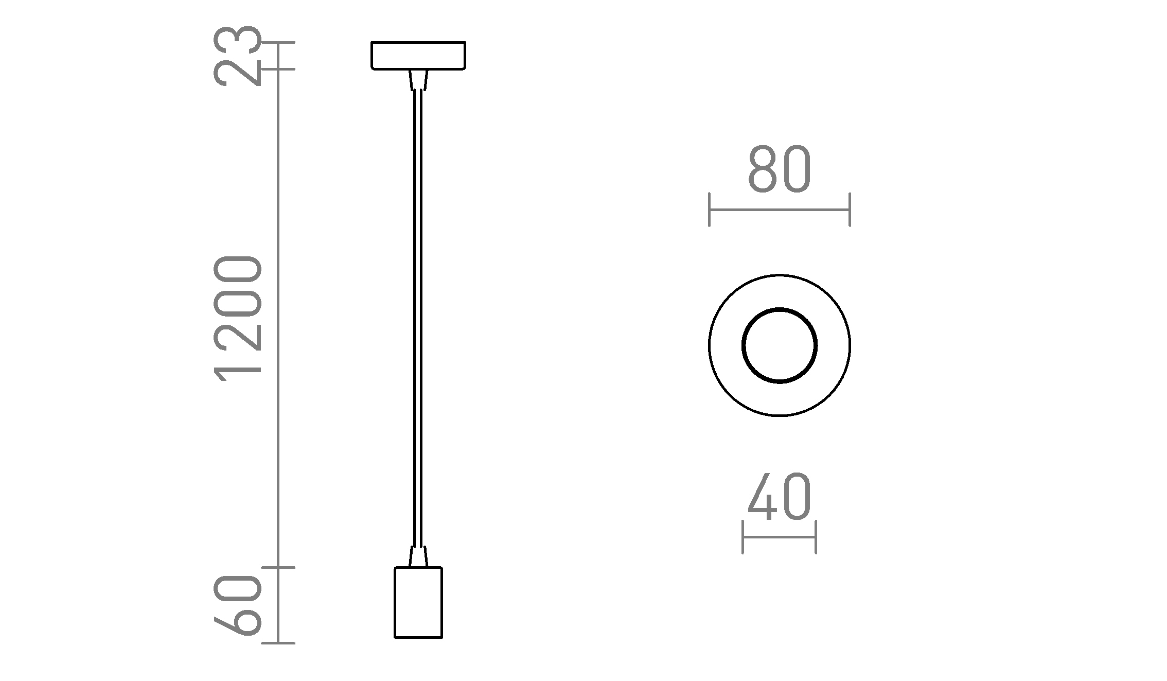 Termék vázlat – LEDRA ARAQ függőlámpa szálcsiszolt sárgaréz/fekete 230V LED E27 15W