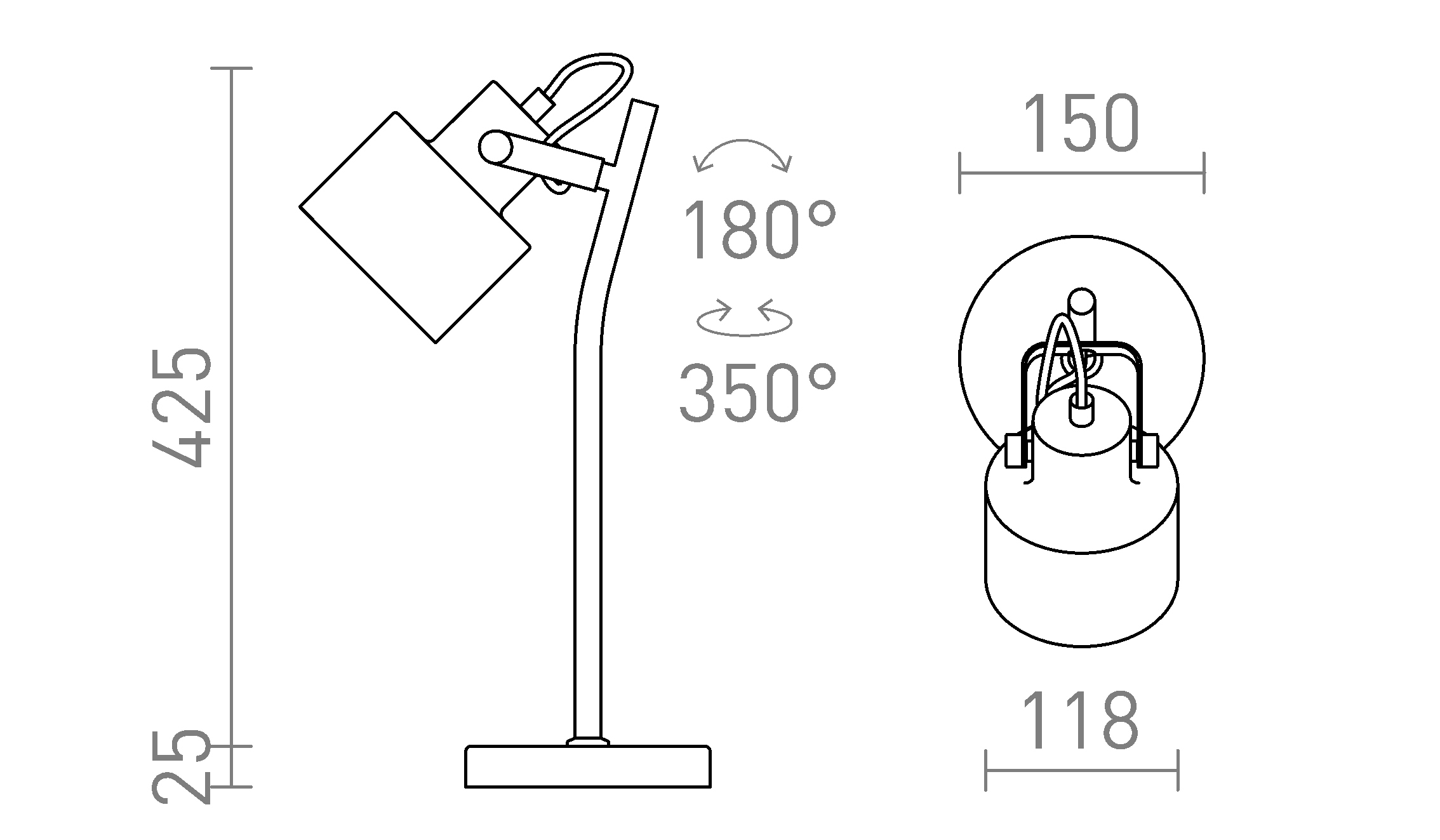 Termék vázlat – LEDRA CELEIA asztali lámpa matt fehér matt nikkel 230V LED E27 11W