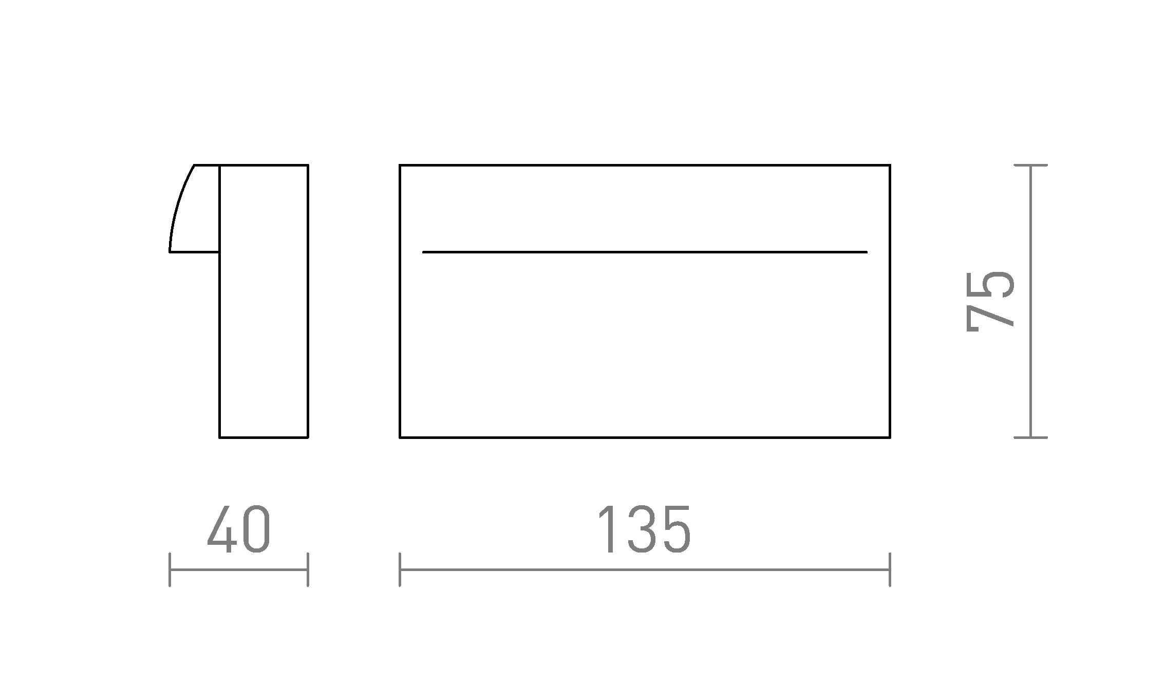 Termék vázlat – LEDRA BOBO RC fali lámpa antracitszürke 230V LED 8W IP65 3000K