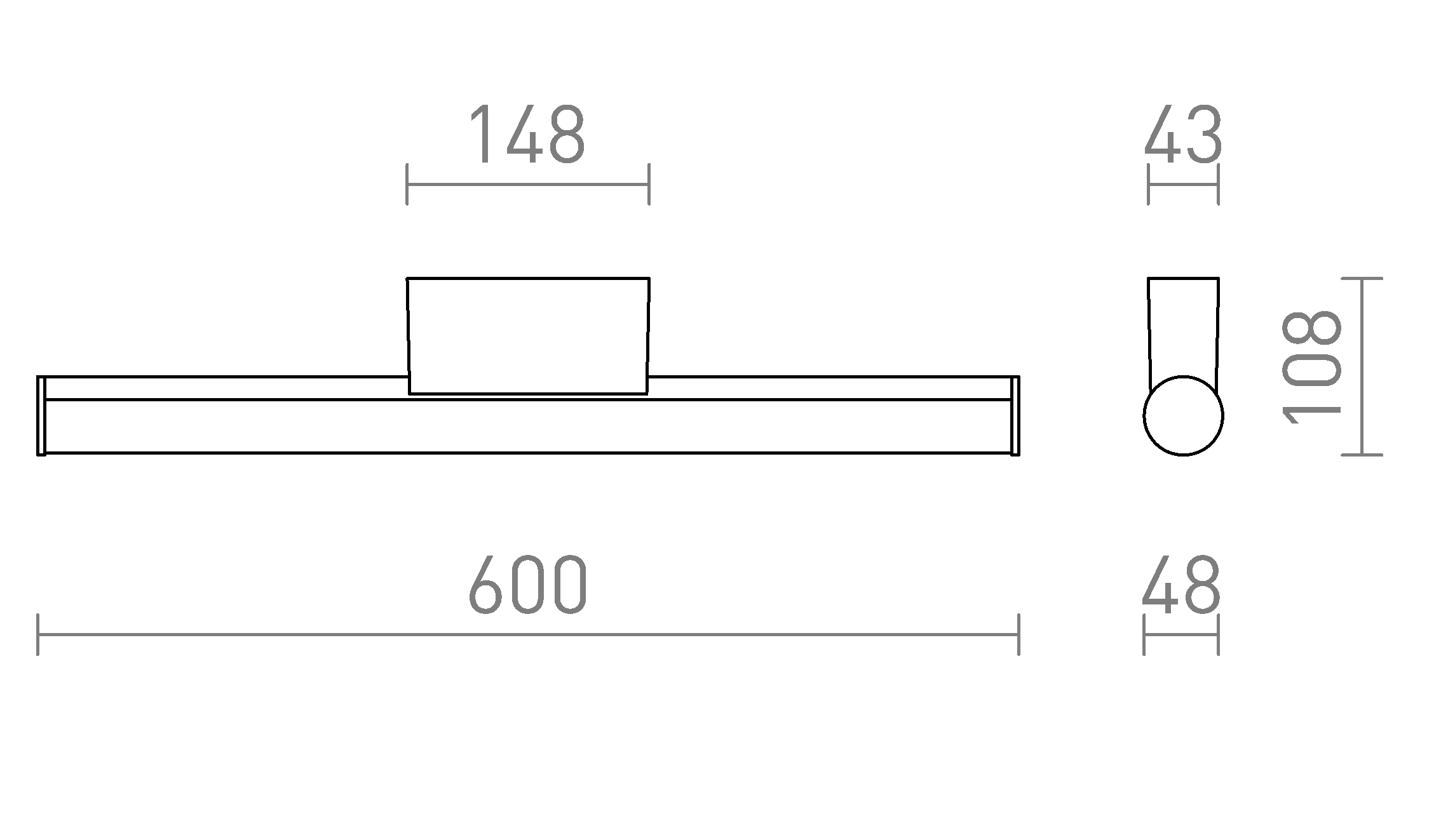 Termék vázlat – LEDRA CASSAMBA 60 fali lámpa króm/opálakril 230V LED 12W IP44 3000K 4000K