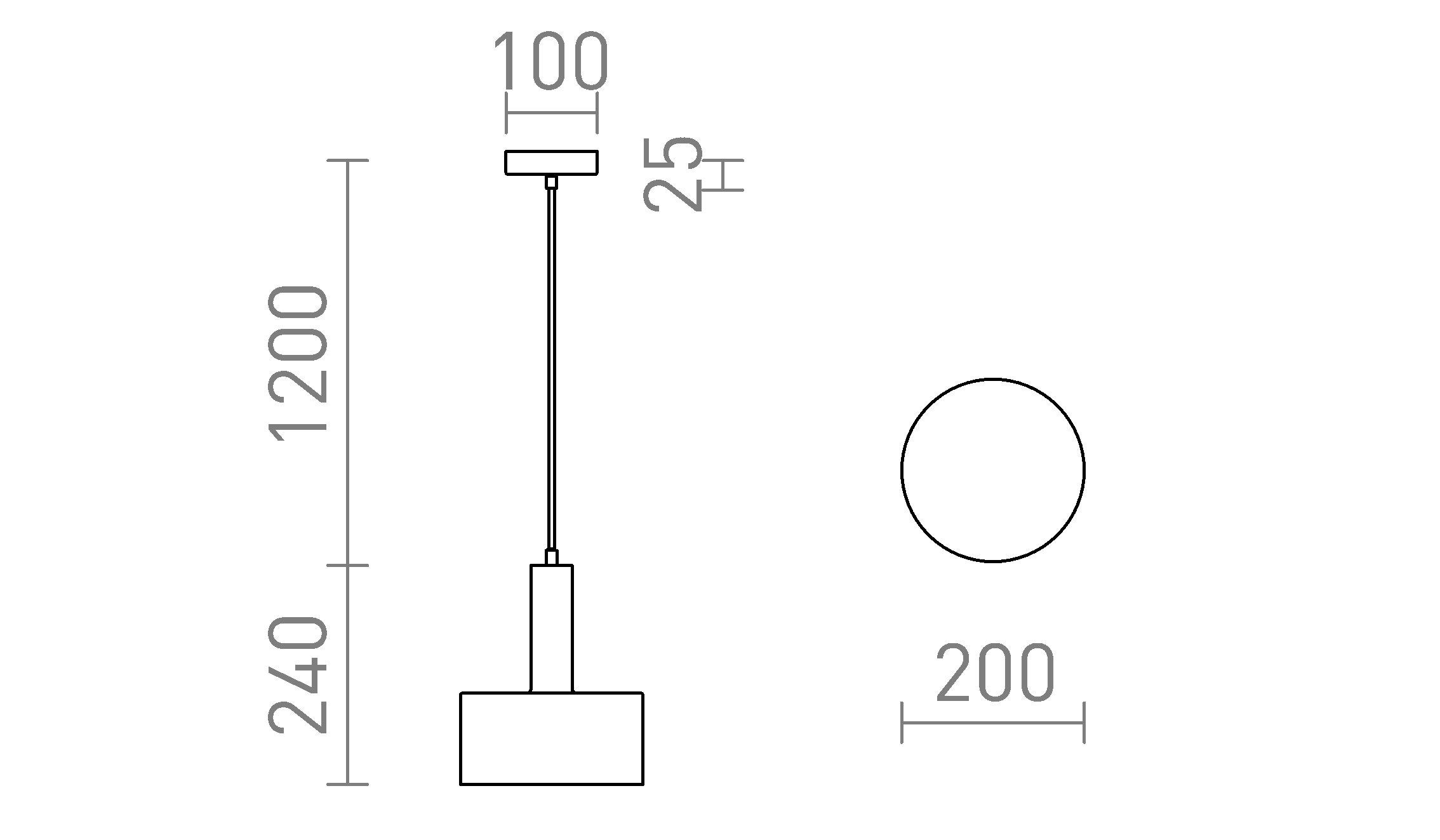 Termék vázlat – LEDRA GIULIA 20 függőlámpa fehér króm 230V LED E27 15W