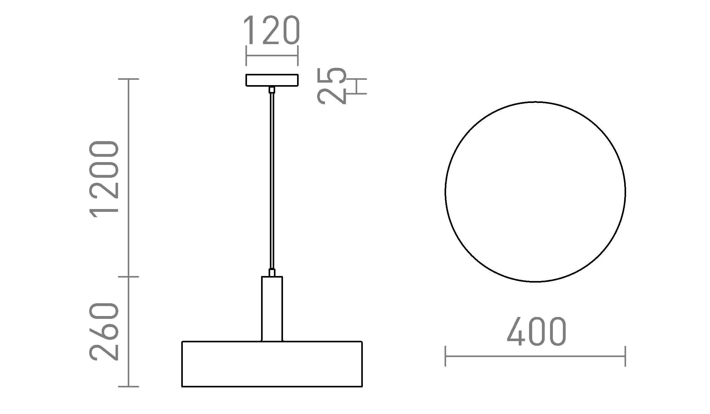 Termék vázlat – LEDRA GIULIA 40 függőlámpa fehér króm 230V LED E27 30W