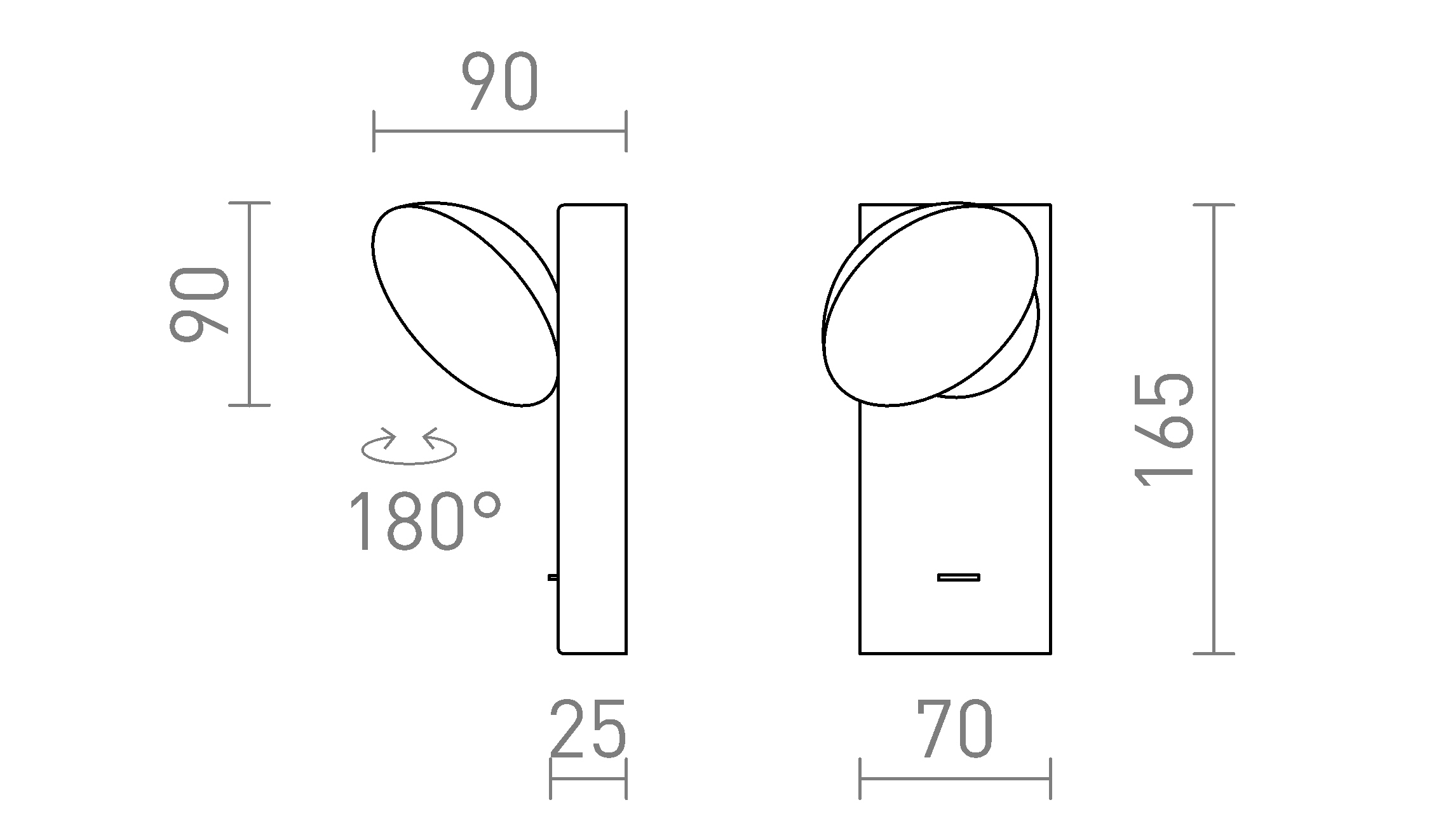 Termék vázlat – LEDRA ELISEO fali lámpa fekete 230V LED 5W 3000K
