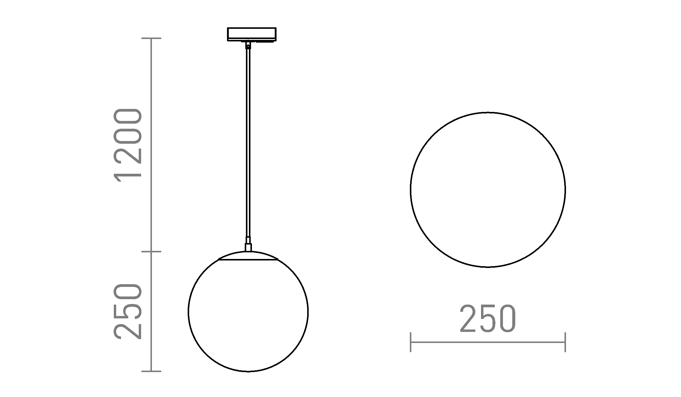 Termék vázlat – LEDRA LUNA 25 egyáramkörös sínre opálüveg/króm 230V LED E27 15W