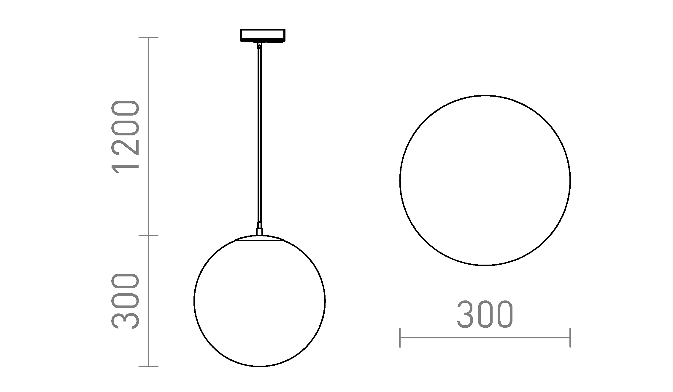 Termék vázlat – LEDRA LUNA 30 egyáramkörös sínre opálüveg/króm 230V LED E27 15W