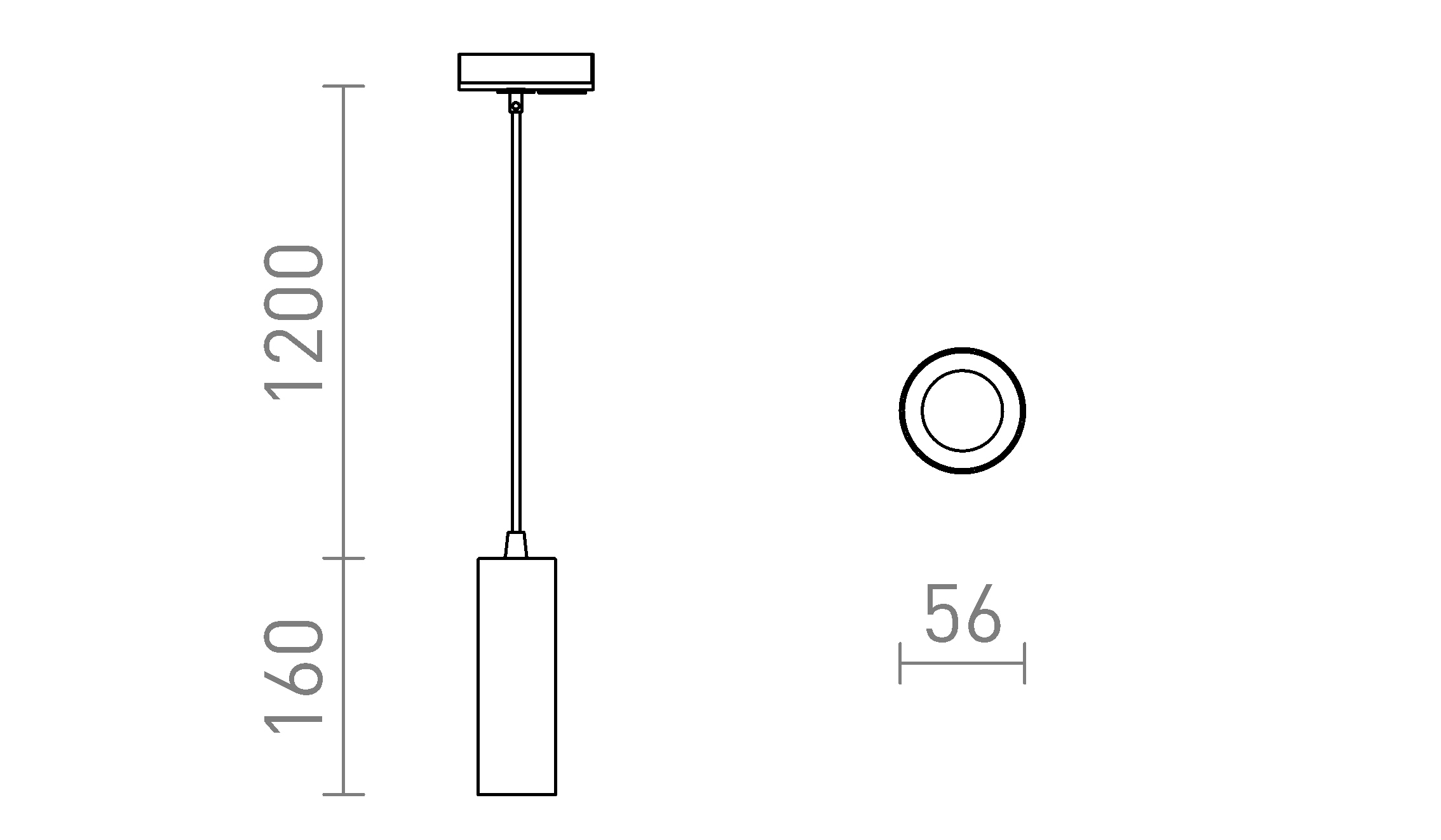 Termék vázlat – LEDRA MAVRO függőlámpa egyáramkörös sínre fekete/aranysárga 230V LED 12W 38° 3000K