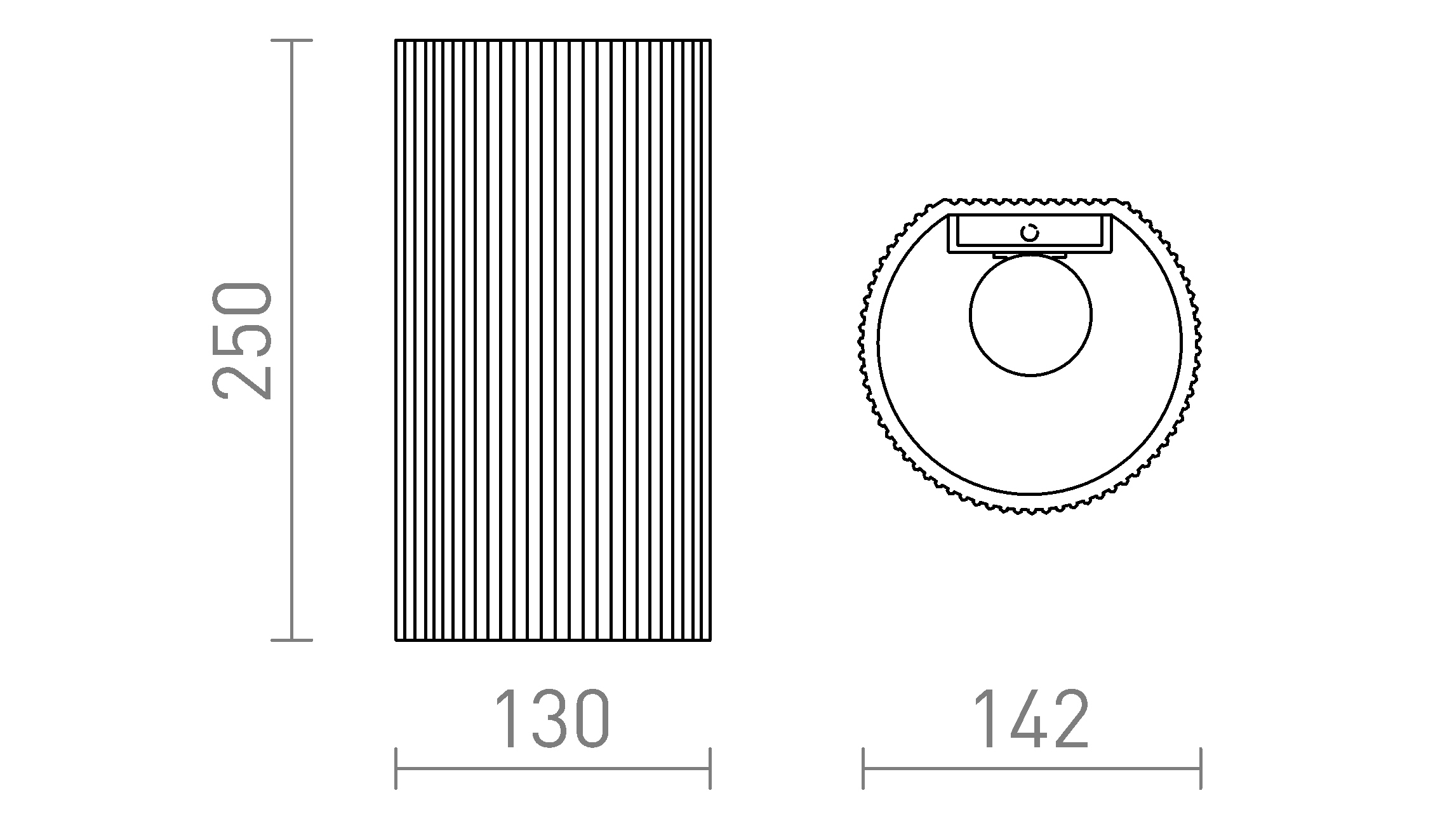 Termék vázlat – LEDRA CALLUM RL2 250 fali lámpa fehér Eco PLA 230V LED E27 15W