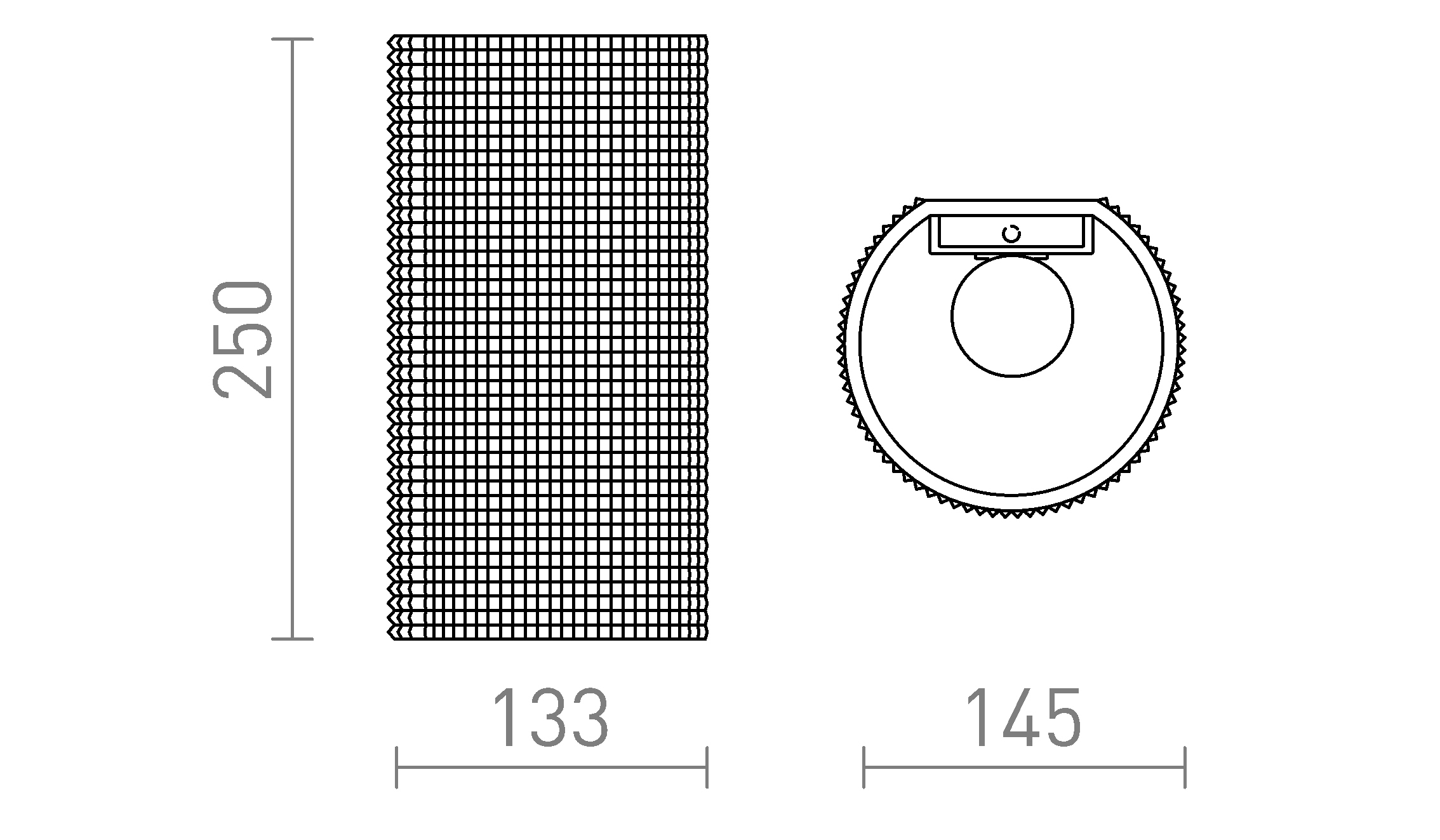 Termék vázlat – LEDRA CALLUM RD2 250 fali lámpa fehér Eco PLA 230V LED E27 15W
