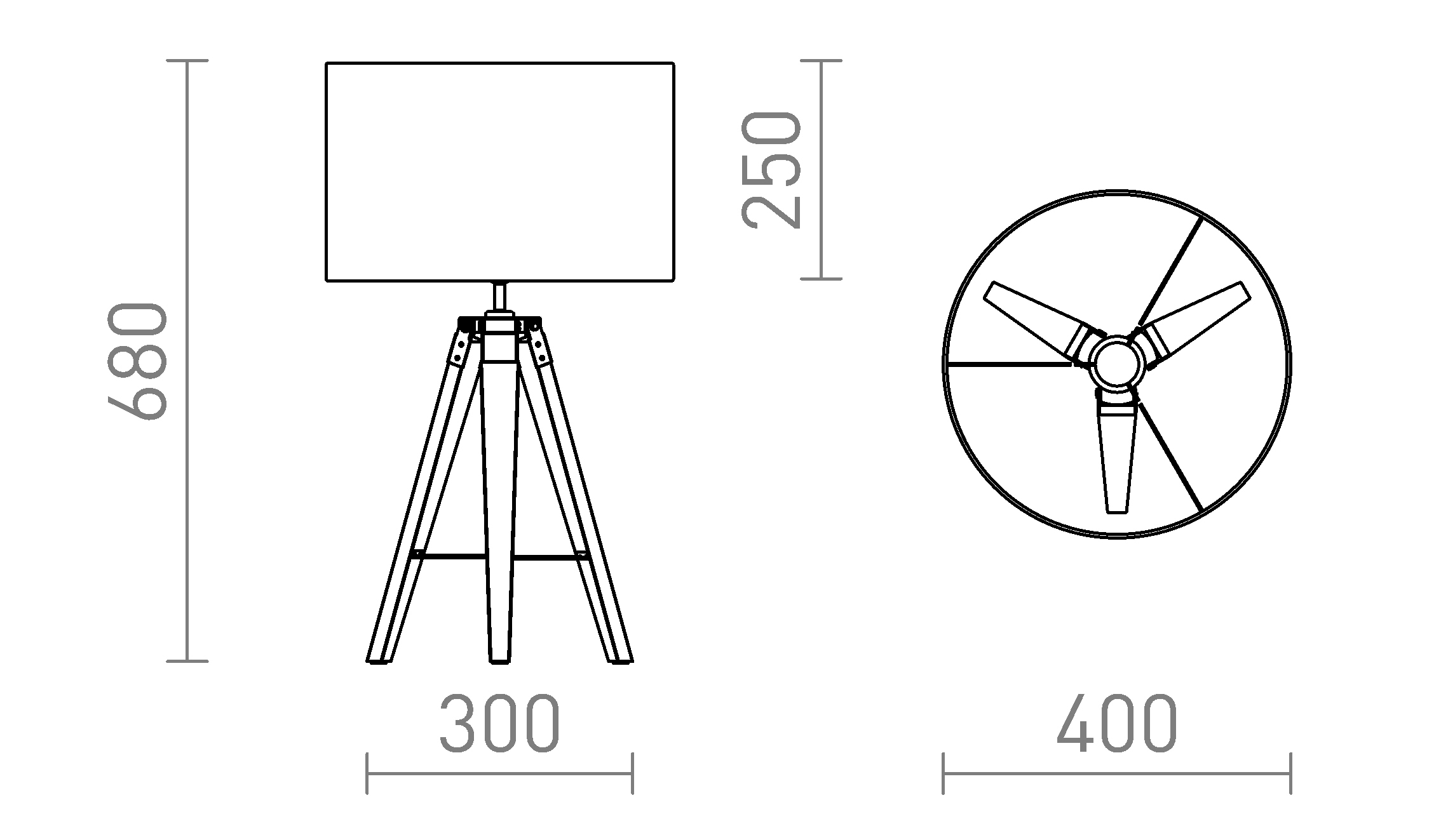 Termék vázlat – LEDRA ALVIS/RON 40 asztali lámpa Polycotton fehér/bambusz 230V LED E27 15W