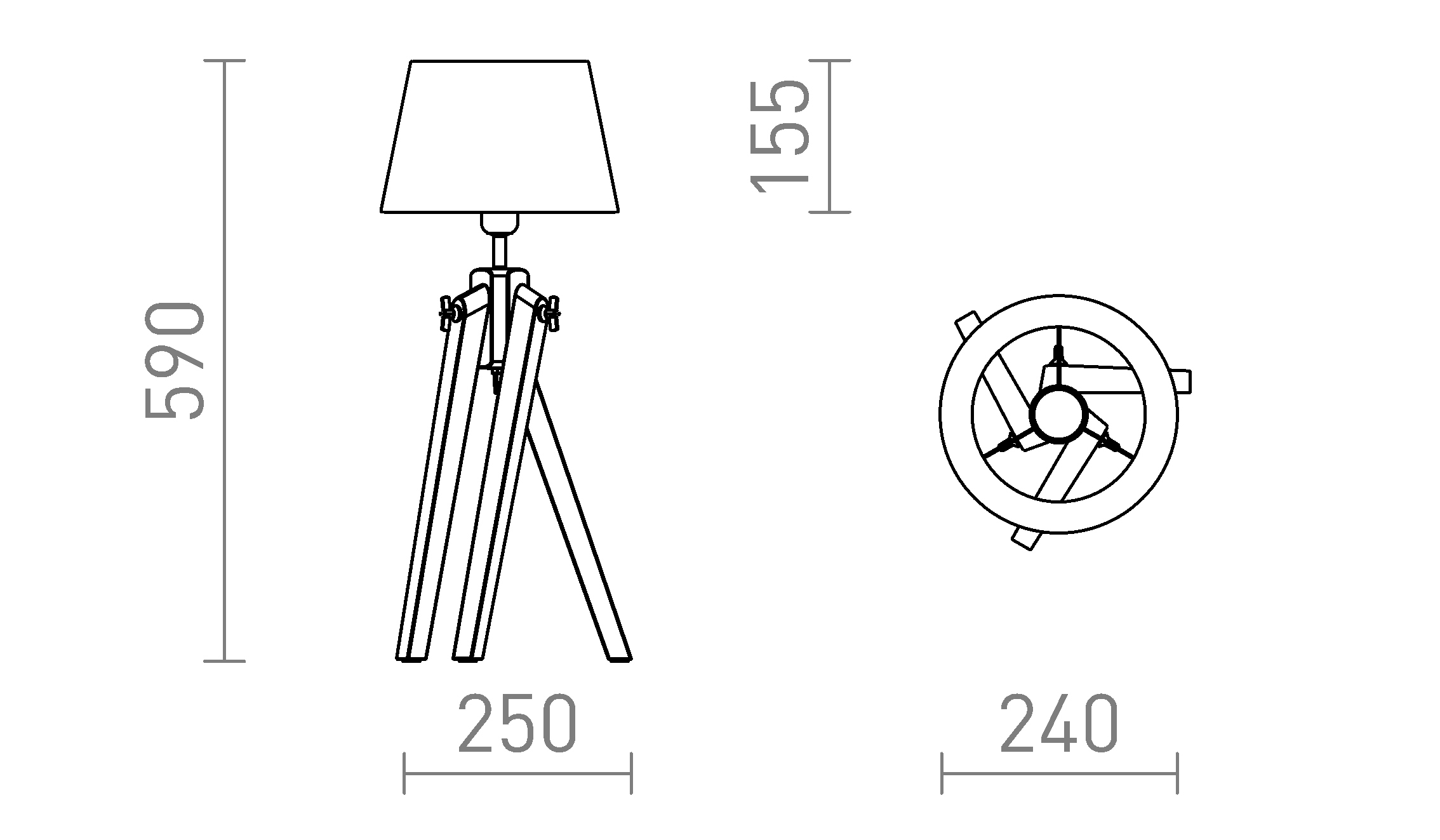 Termék vázlat – LEDRA AMBITUS/ALVIS 24 asztali lámpa fehér bambusz 230V LED E27 11W