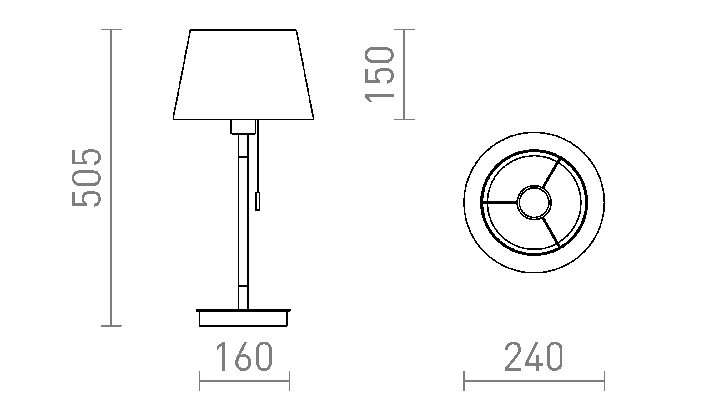Termék vázlat – LEDRA KEITH/ALVIS 24 asztali lámpa USB-vel fehér bükk 230V LED E27 11W