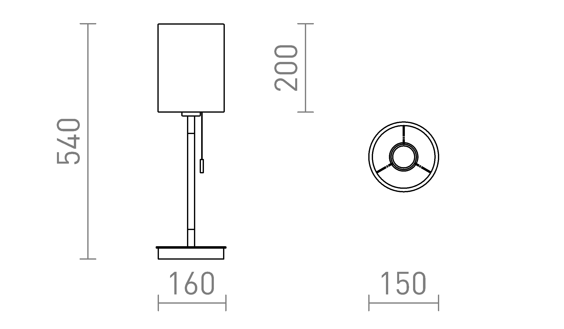 Termék vázlat – LEDRA KEITH/RON 15/20 asztali lámpa USB-vel Polycotton fehér/bükk 230V LED E27 15W
