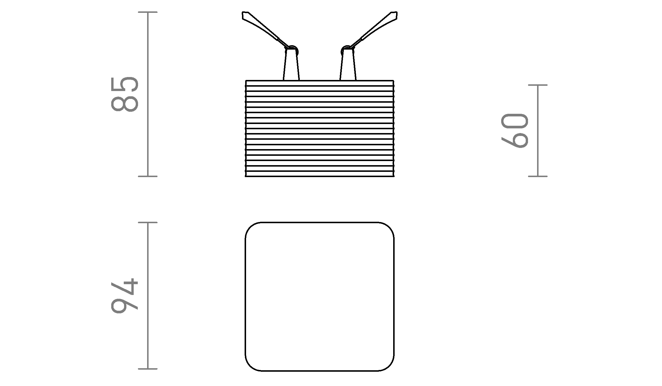 Termék vázlat – LEDRA MARENGA SQR3 60 süllyesztett lámpa fehér Eco PLA 230V LED 6W 3000K