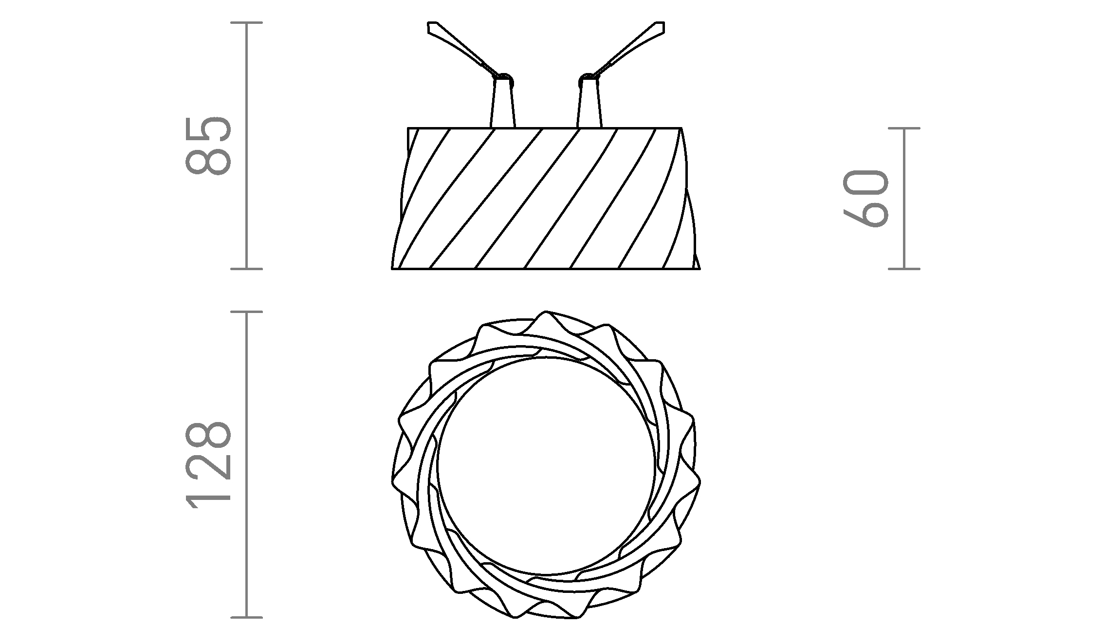 Termék vázlat – LEDRA MARENGA RW2 60 süllyesztett lámpa fehér Eco PLA 230V LED 6W 3000K