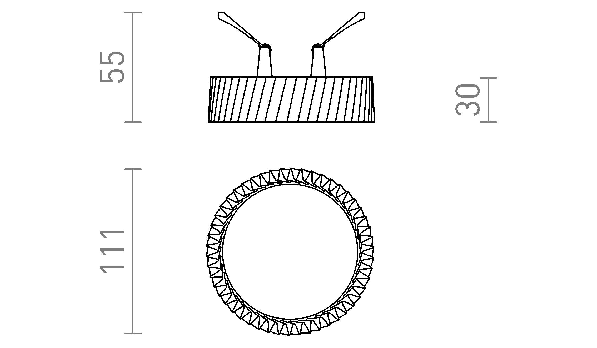 Termék vázlat – LEDRA MARENGA RW1 30 süllyesztett lámpa fehér Eco PLA 230V LED 6W 3000K