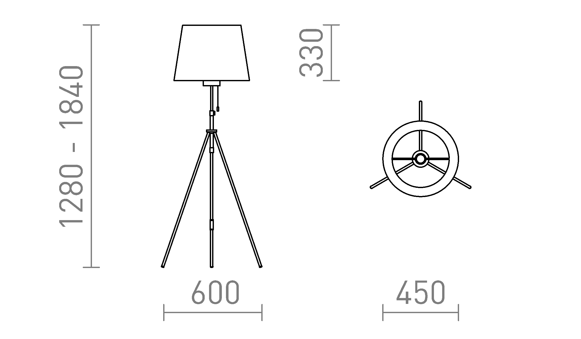 Termék vázlat – LEDRA LUTON/ILUSION állólámpa krómozott fólia/fekete/fém 230V LED E27 15W