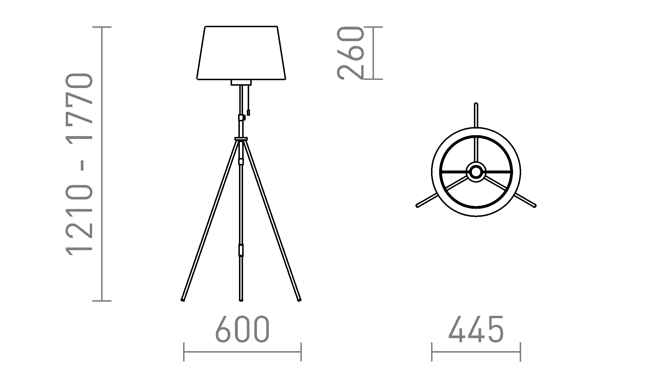 Termék vázlat – LEDRA LUTON/RIDICK állólámpa csillogó fekete arany fólia/fekete/fém 230V LED E27 15W