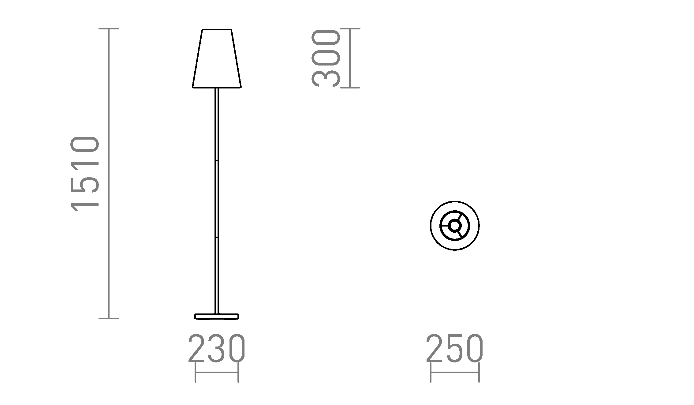 Termék vázlat – LEDRA NYC/CONNY 25 állólámpa Polycotton fehér/króm 230V LED E27 15W