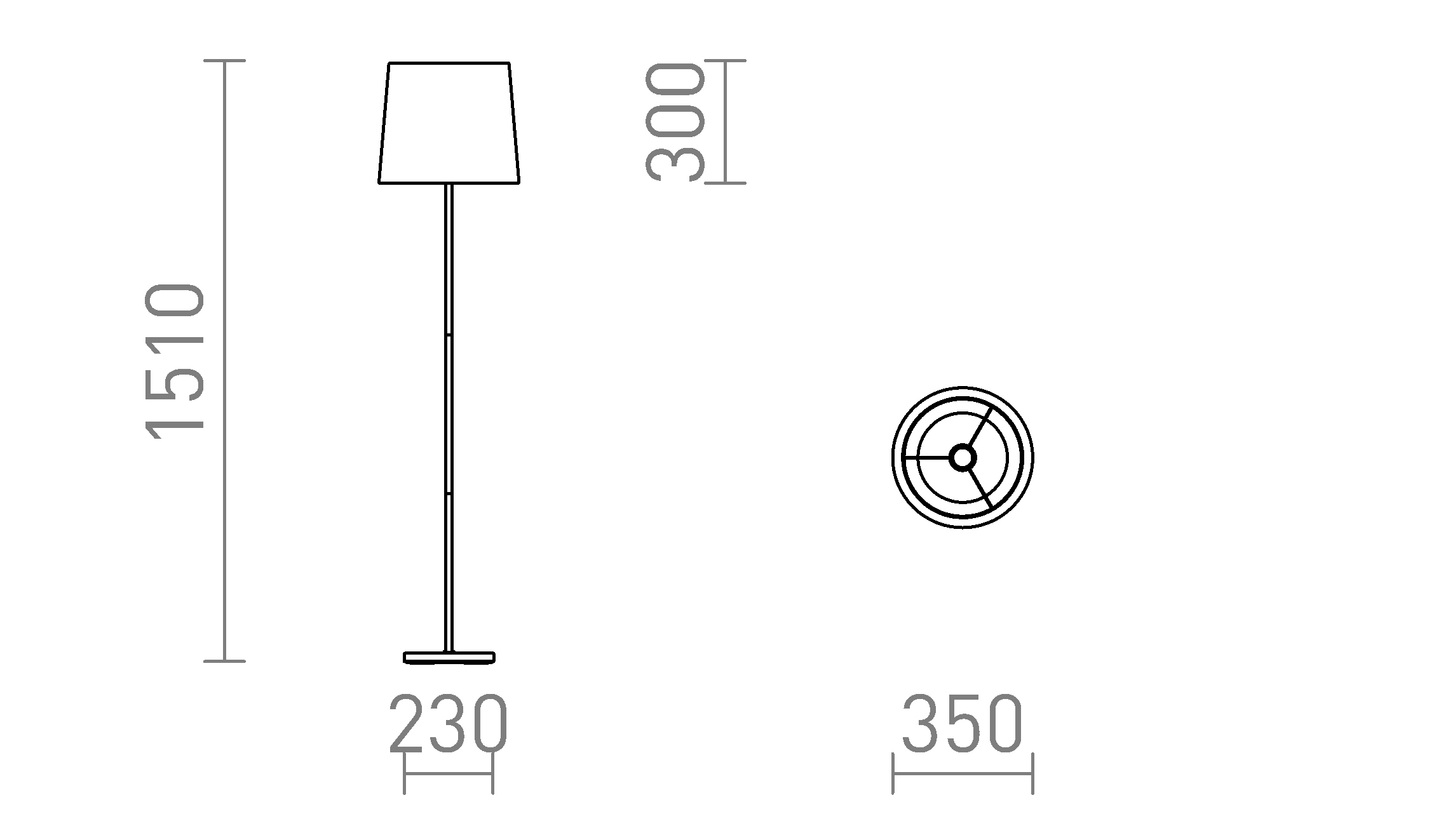 Termék vázlat – LEDRA NYC/CONNY 35 állólámpa Polycotton fehér/króm 230V LED E27 15W