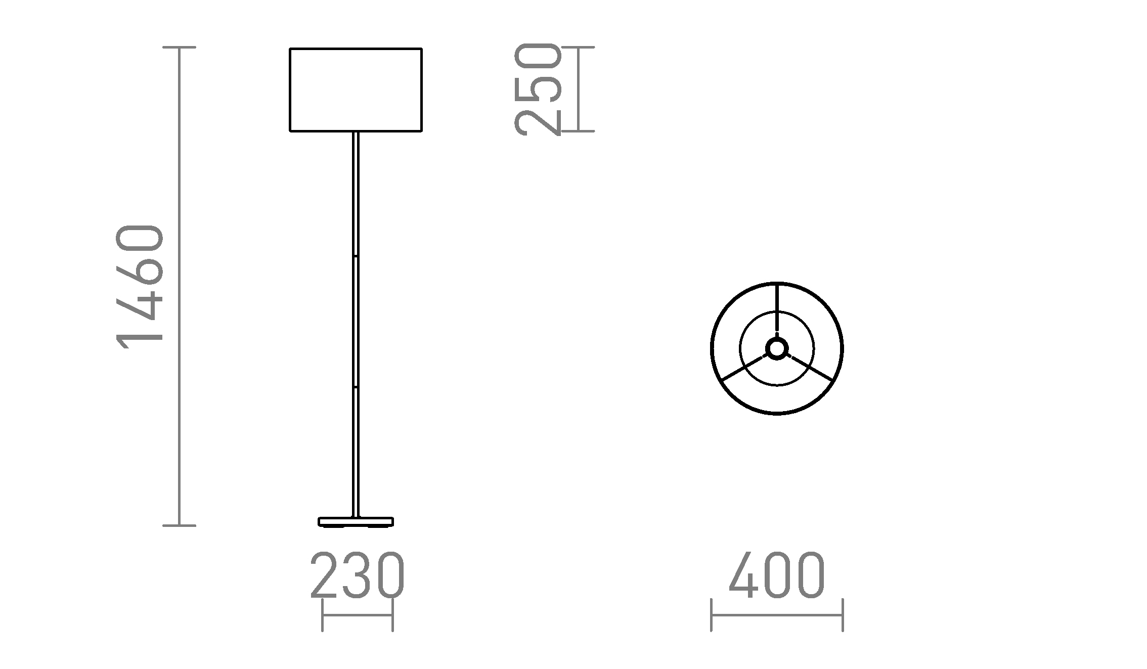 Termék vázlat – LEDRA NYC/RON 40/25 állólámpa Chintz sárgabarack/króm 230V LED E27 15W