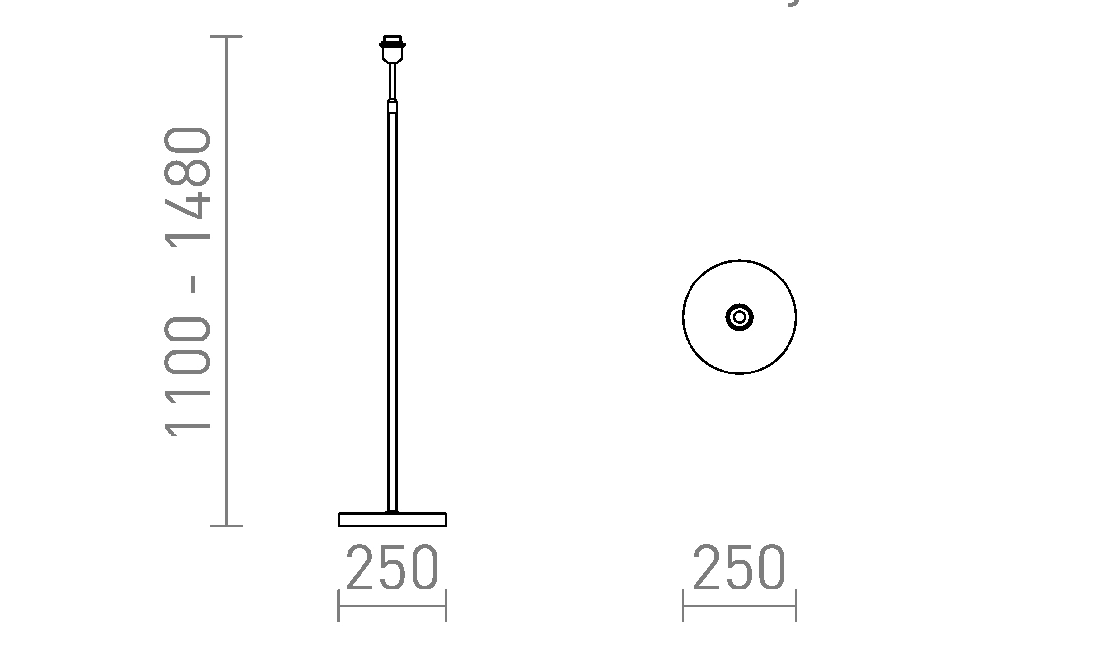 Termék vázlat – LEDRA EMMETT állólámpa talapzat fekete antikolt sárgaréz 230V LED E27 15W