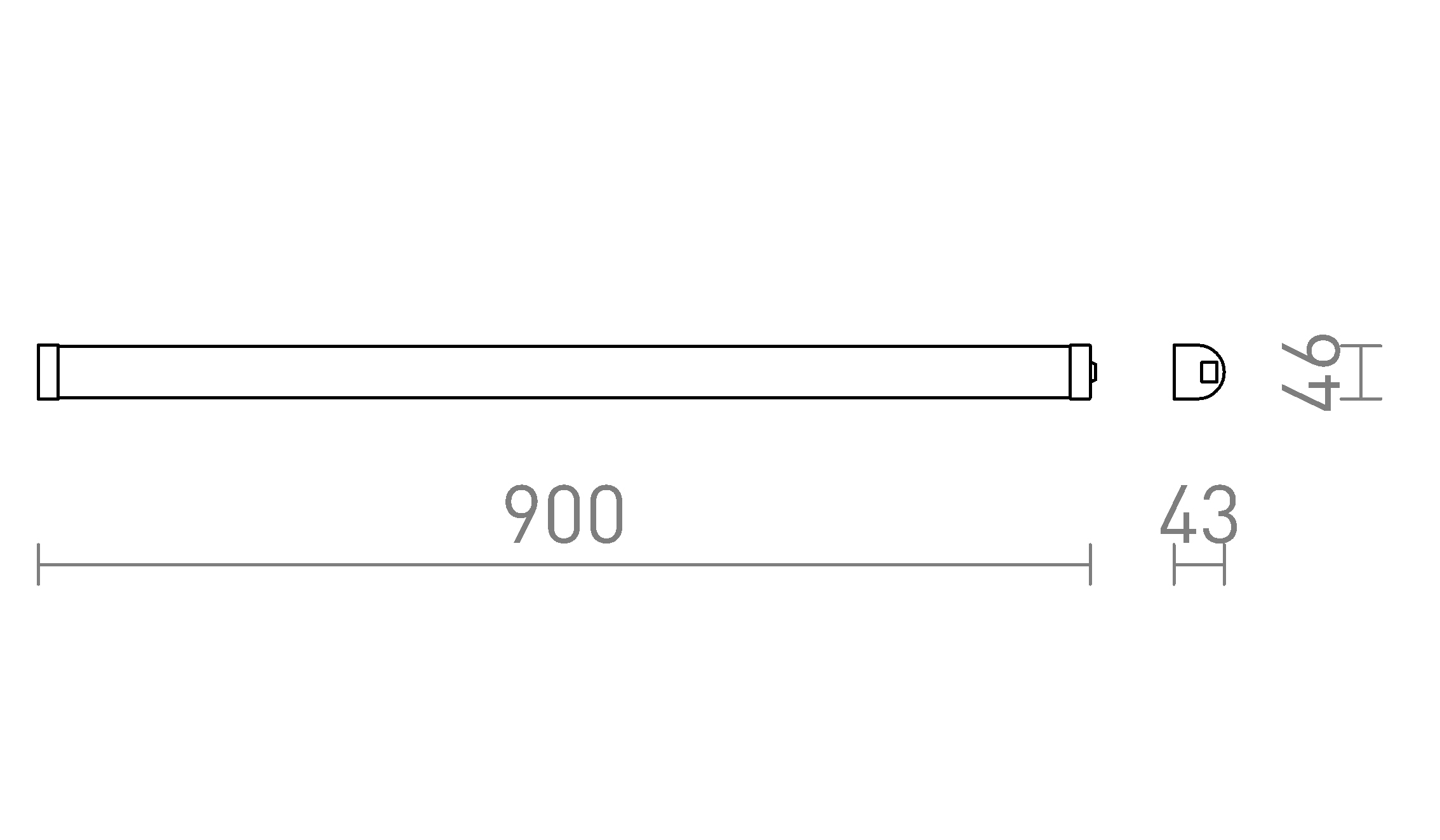 Termék vázlat – LEDRA TONIC 90 fali lámpa fehér 230V LED 20W IP44 3000K