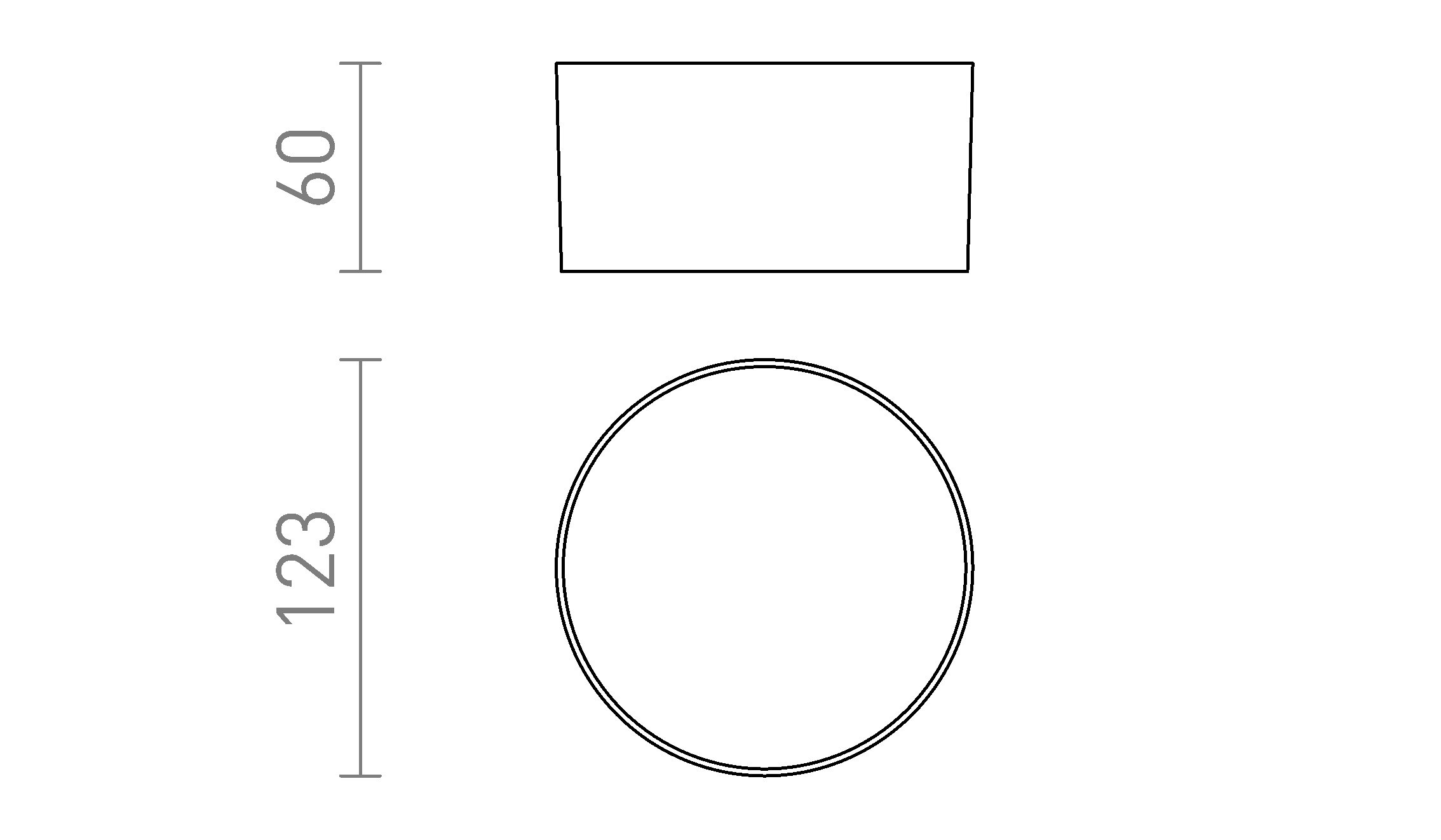 Termék vázlat – LEDRA LARISA OUT 12 felületre szerelhető fekete 230V LED 10W IP65 3000K 4000K 5700K