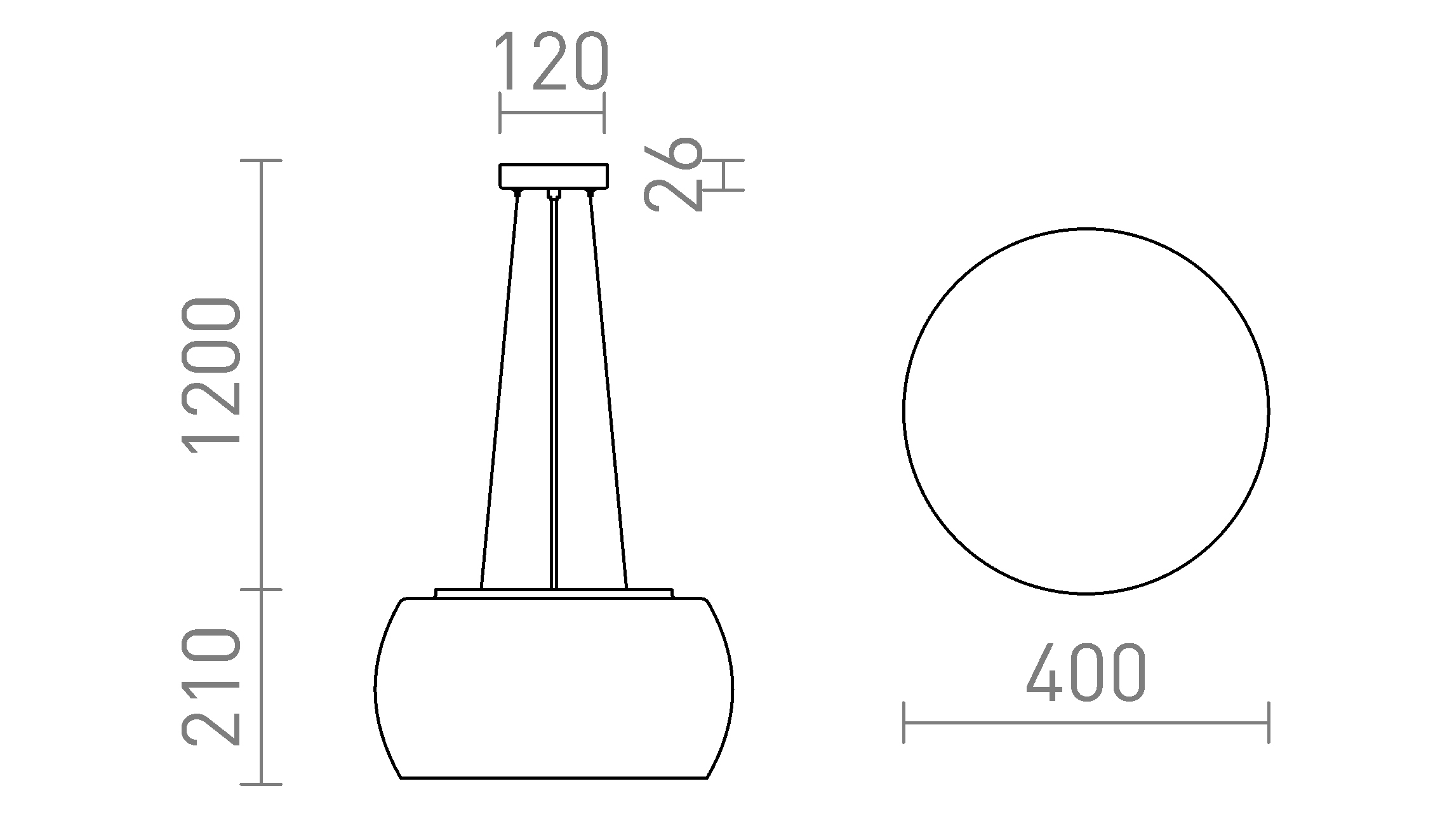 Termék vázlat – LEDRA AMANDA függőlámpa matt fekete átlátszó üveg 230V LED E27 3x15W