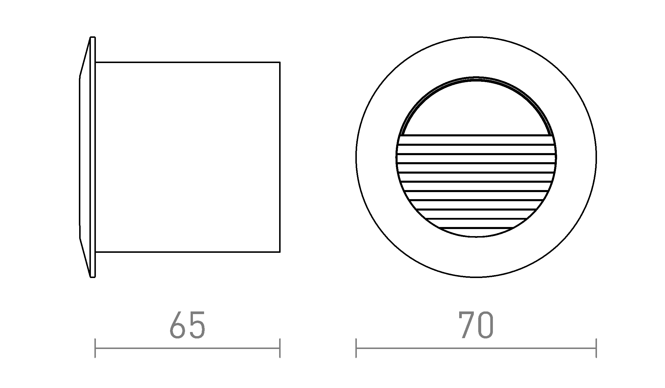 Termék vázlat – LEDRA MARCO 70 süllyesztett lámpa ezüstszürke 230V LED 3W IP65 3000K
