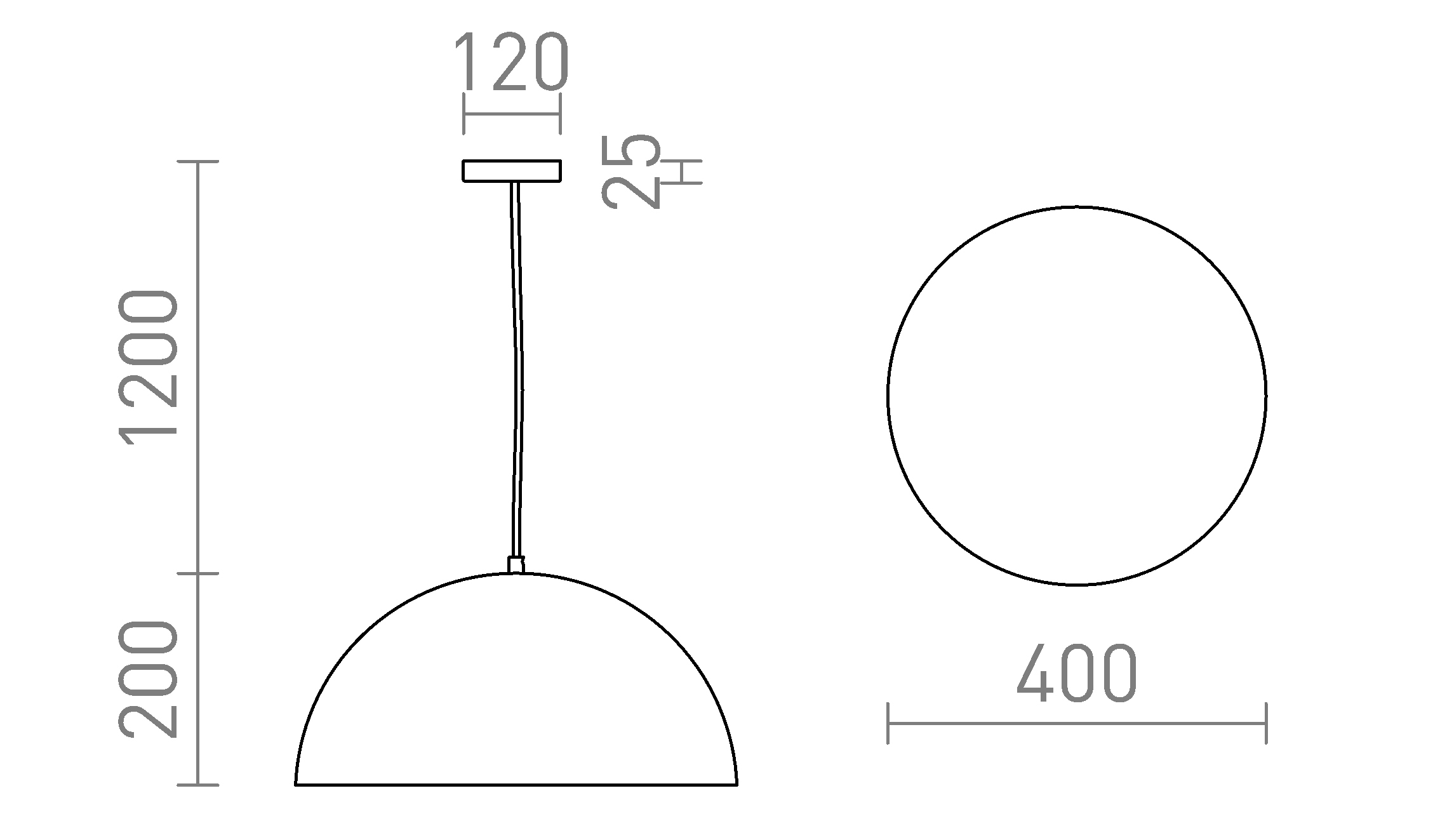 Termék vázlat – LEDRA GLADYS 40 függőlámpa fehér/fehér 230V LED E27 30W