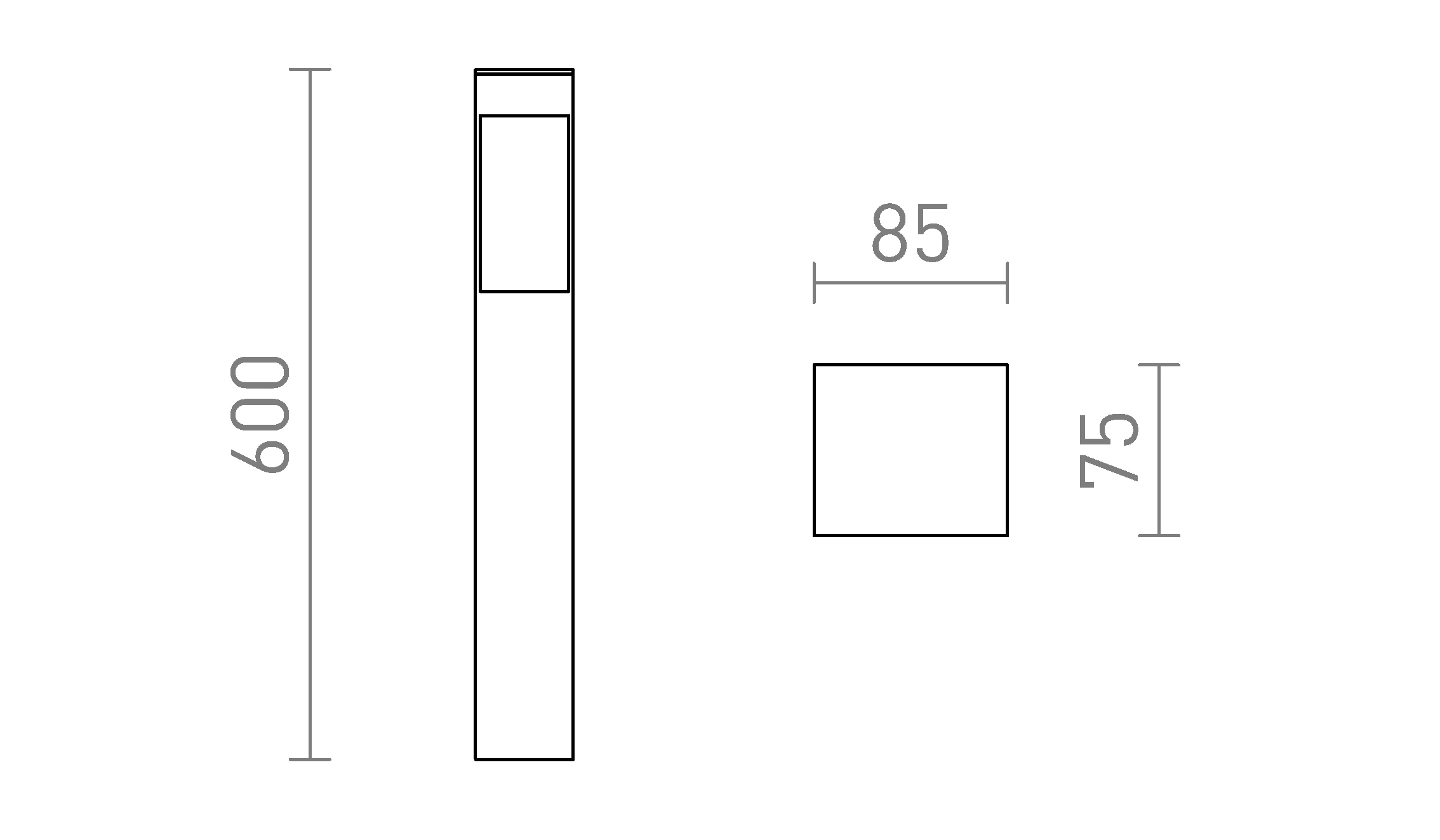Termék vázlat – LEDRA TORIN 60 állólámpa fekete 230V LED 7W 120° IP65 3000K