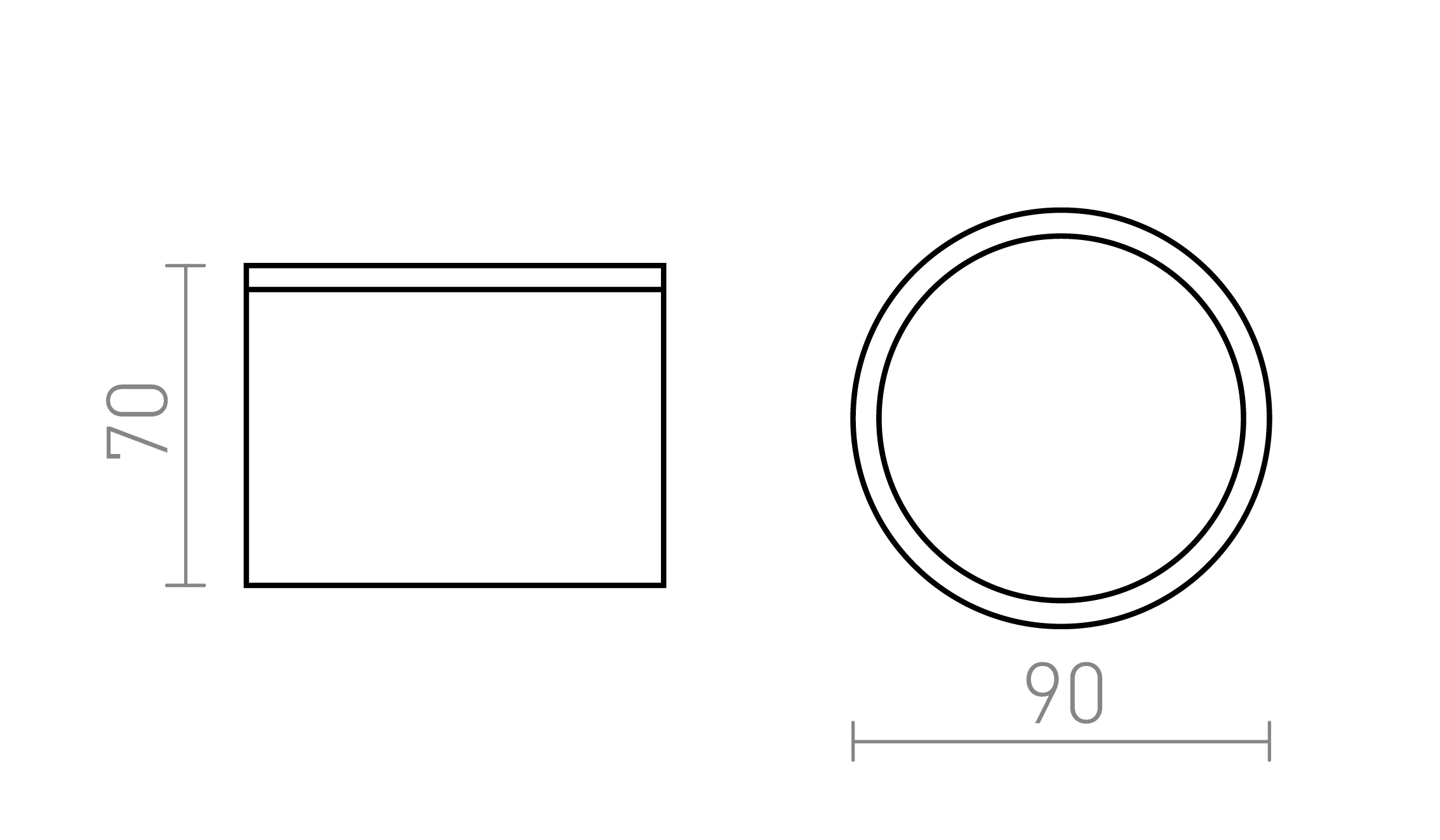 Termék vázlat – LEDRA SKY felületre szerelhető világosszürke 230V GX53 7W IP65